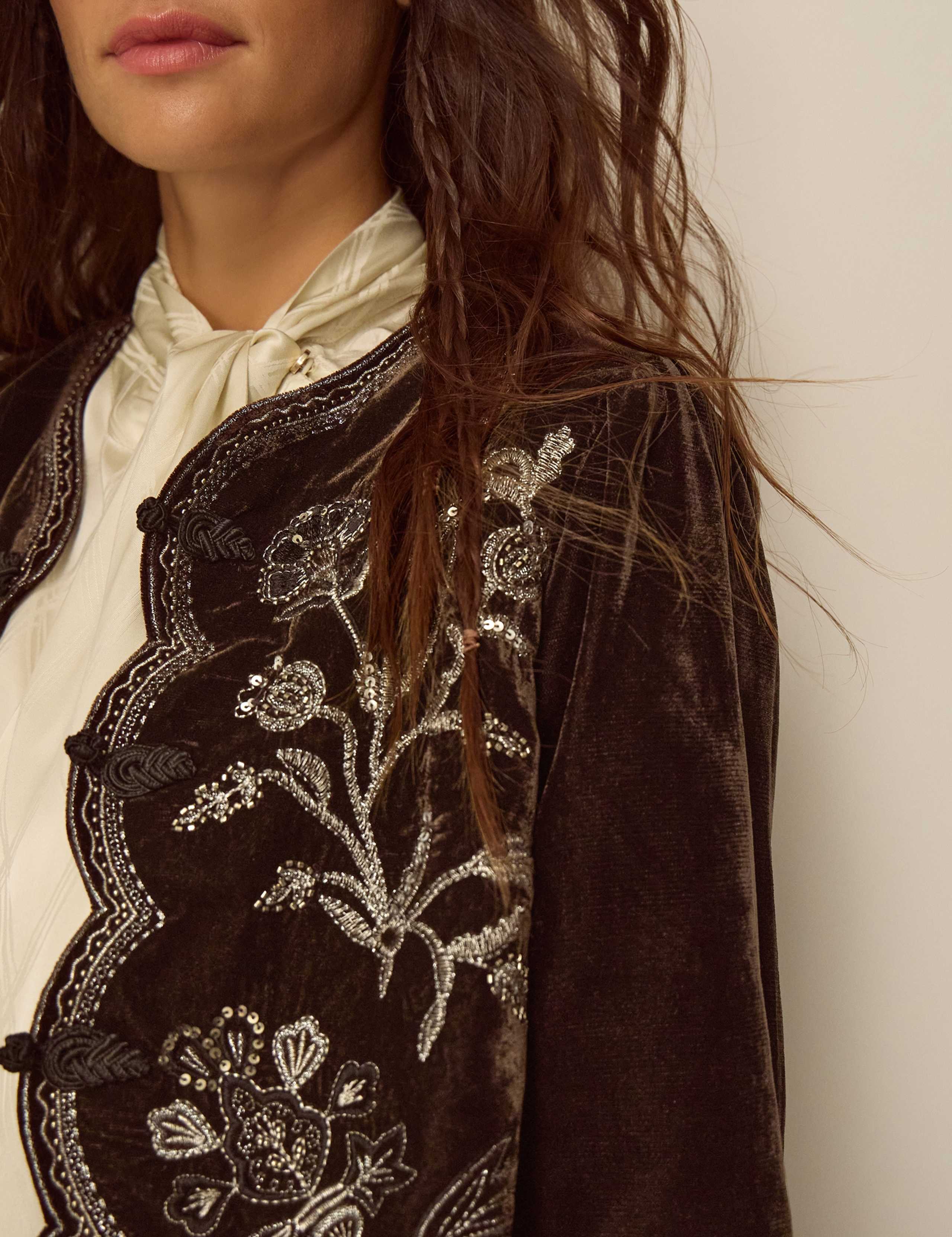 Velvet Floral Embellished Jacket 3 of 4