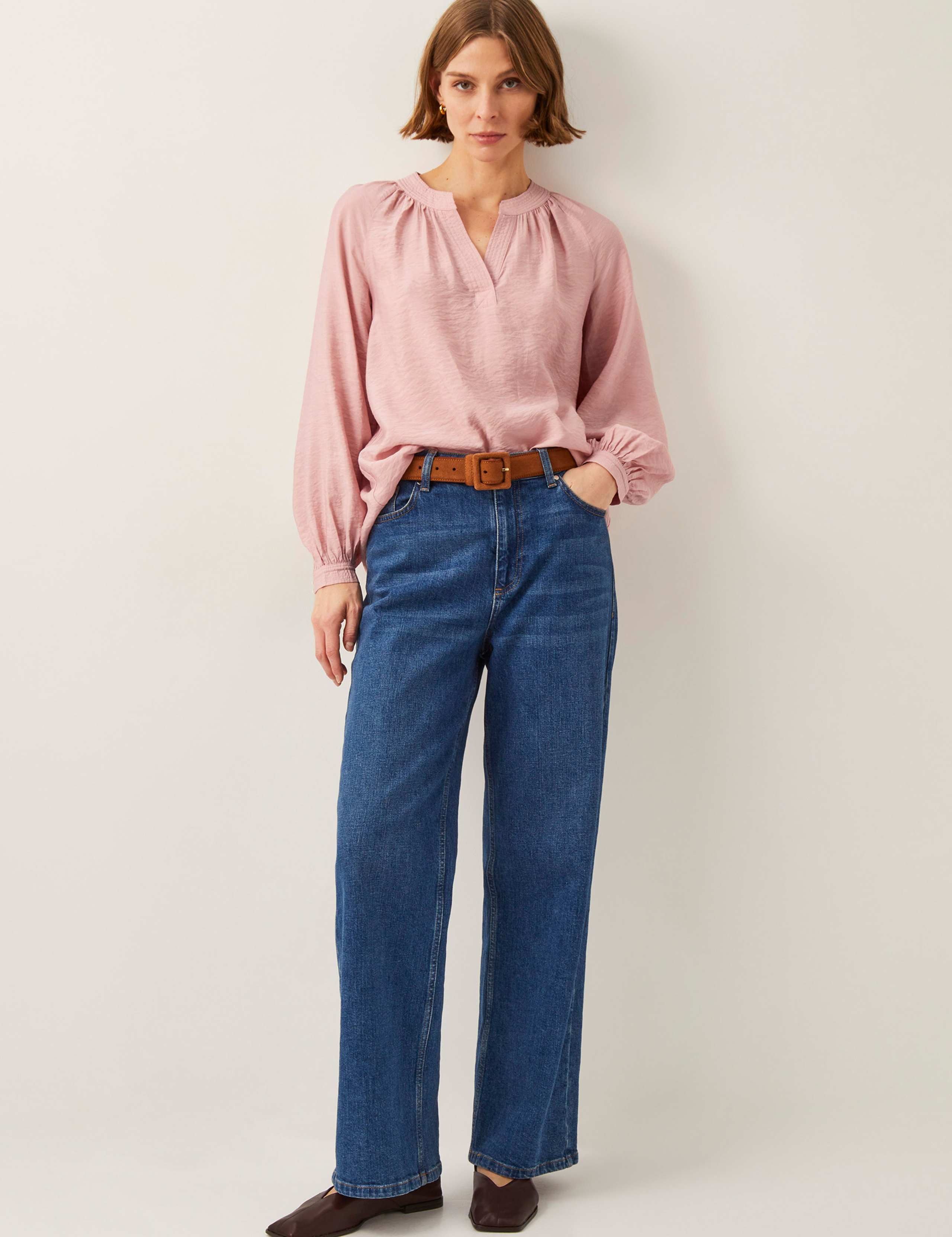 Satin Textured V-Neck Blouse 3 of 4