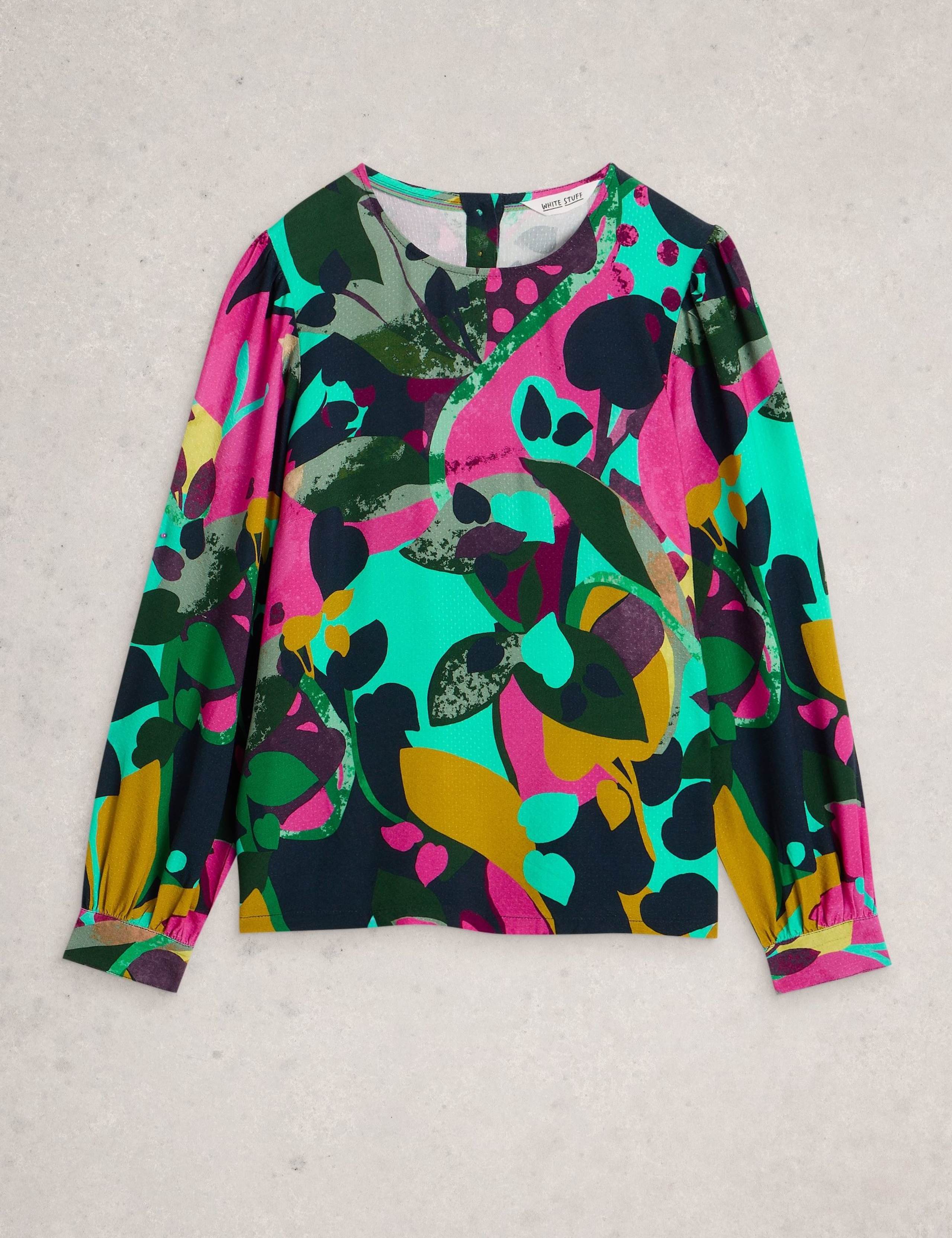 Printed Textured Blouson Sleeve Blouse 2 of 6
