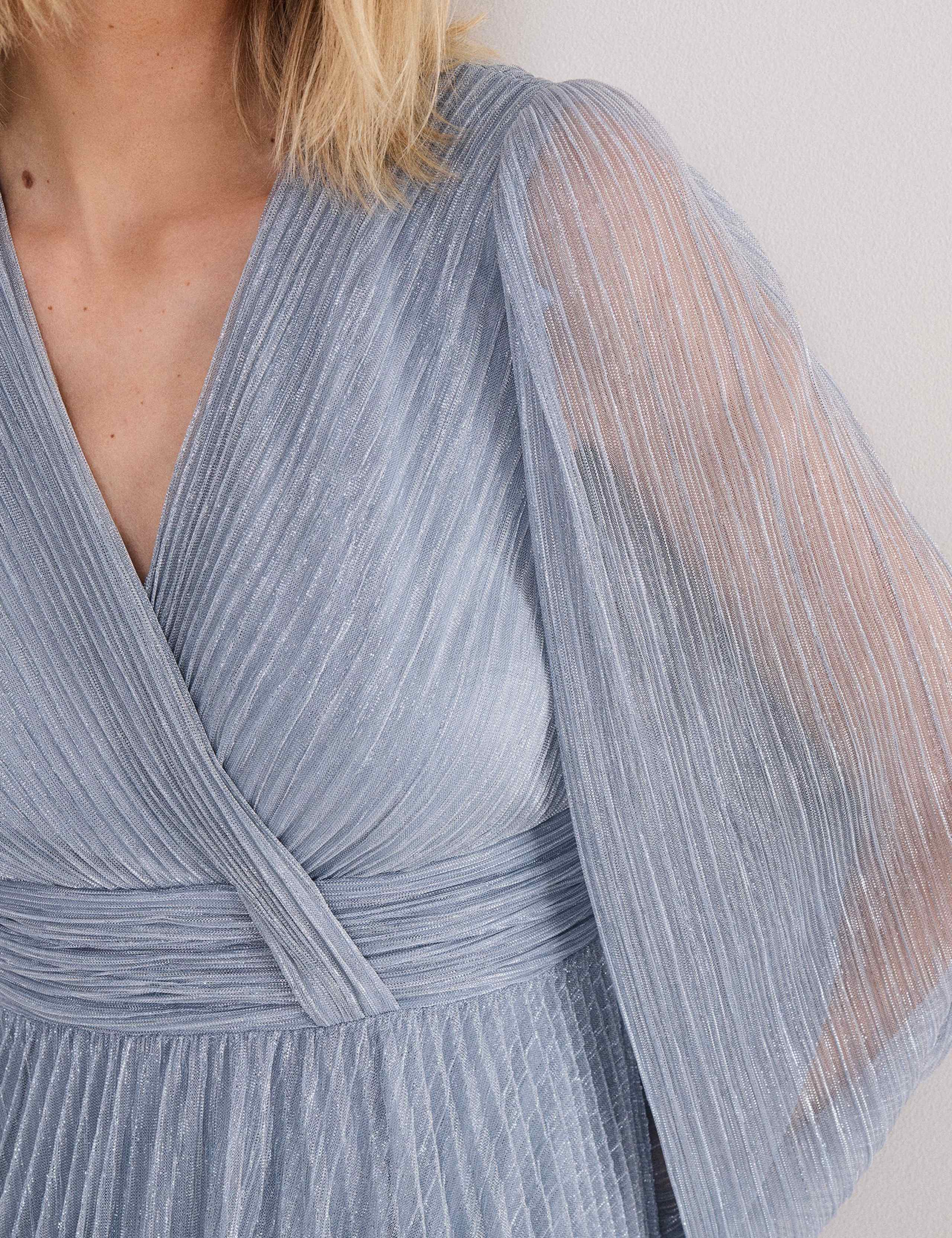 Textured V-Neck Midi Waisted Dress 9 of 9