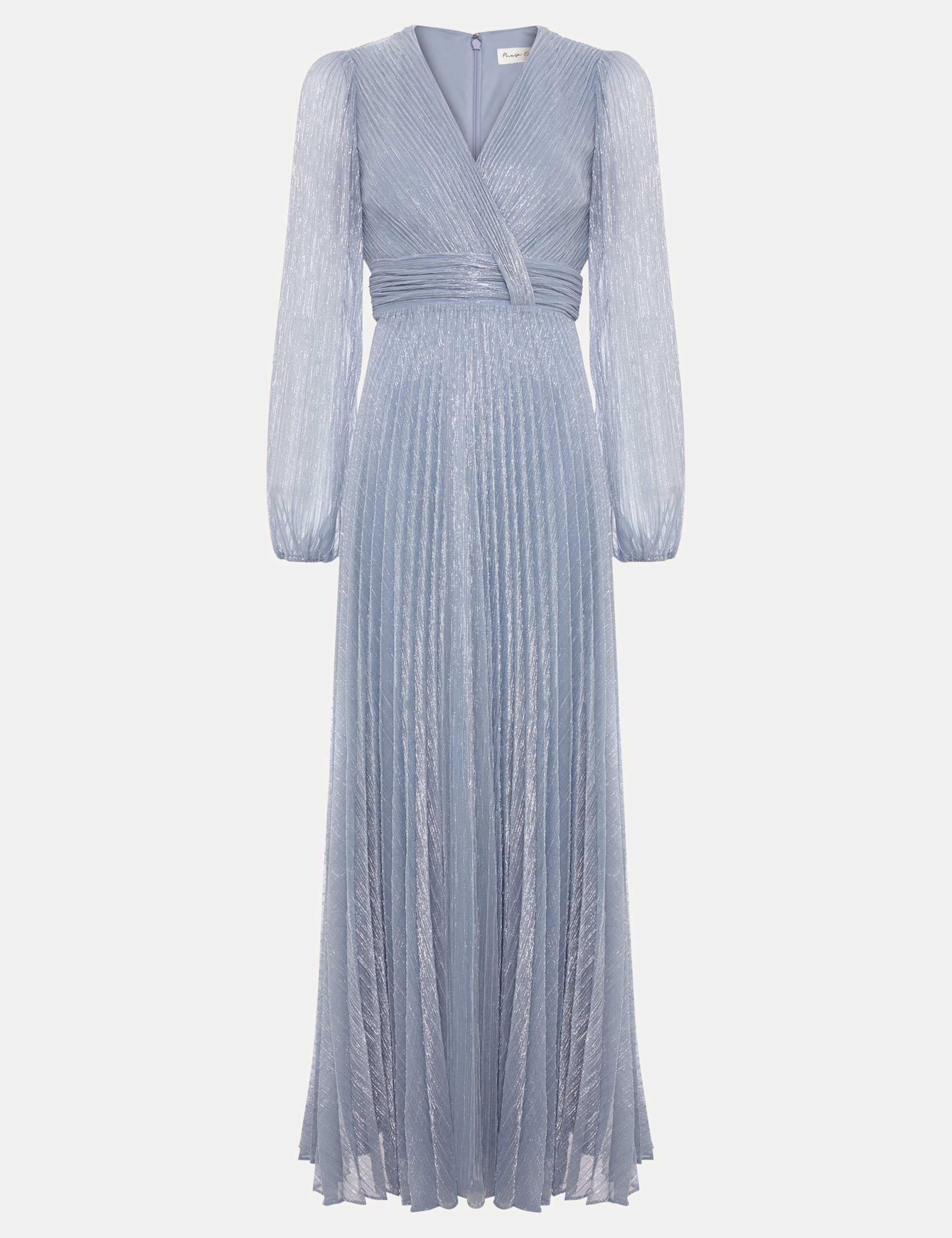 Textured V-Neck Midi Waisted Dress 2 of 9