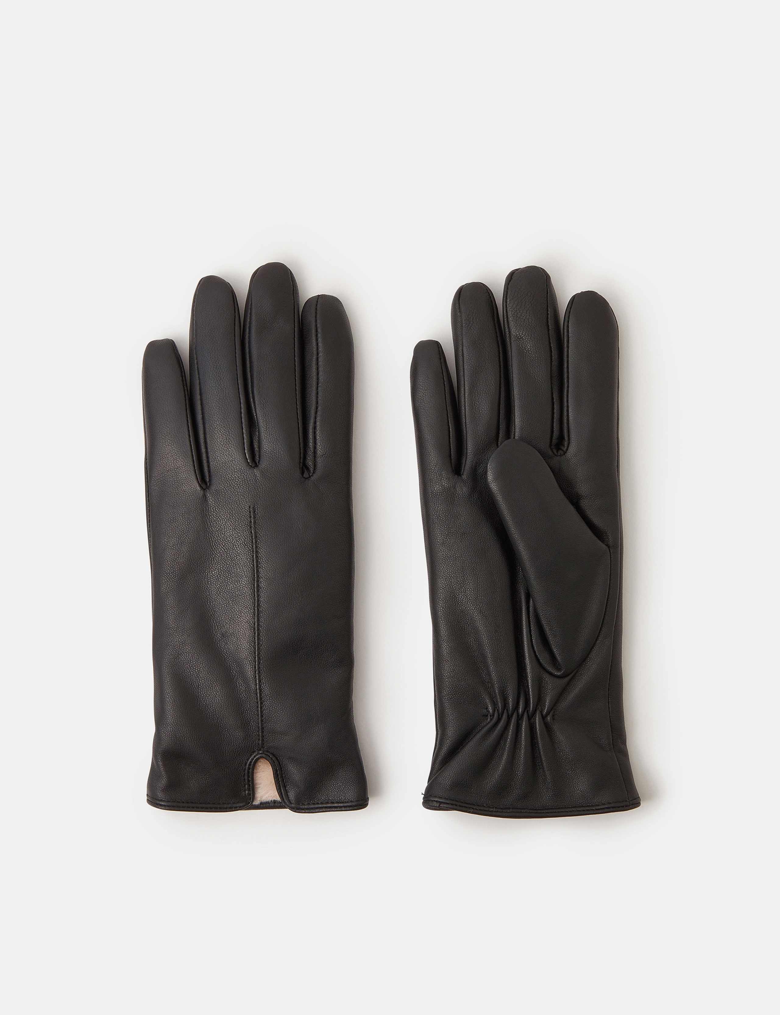 Leather Faux Fur Lined Gloves 1 of 3