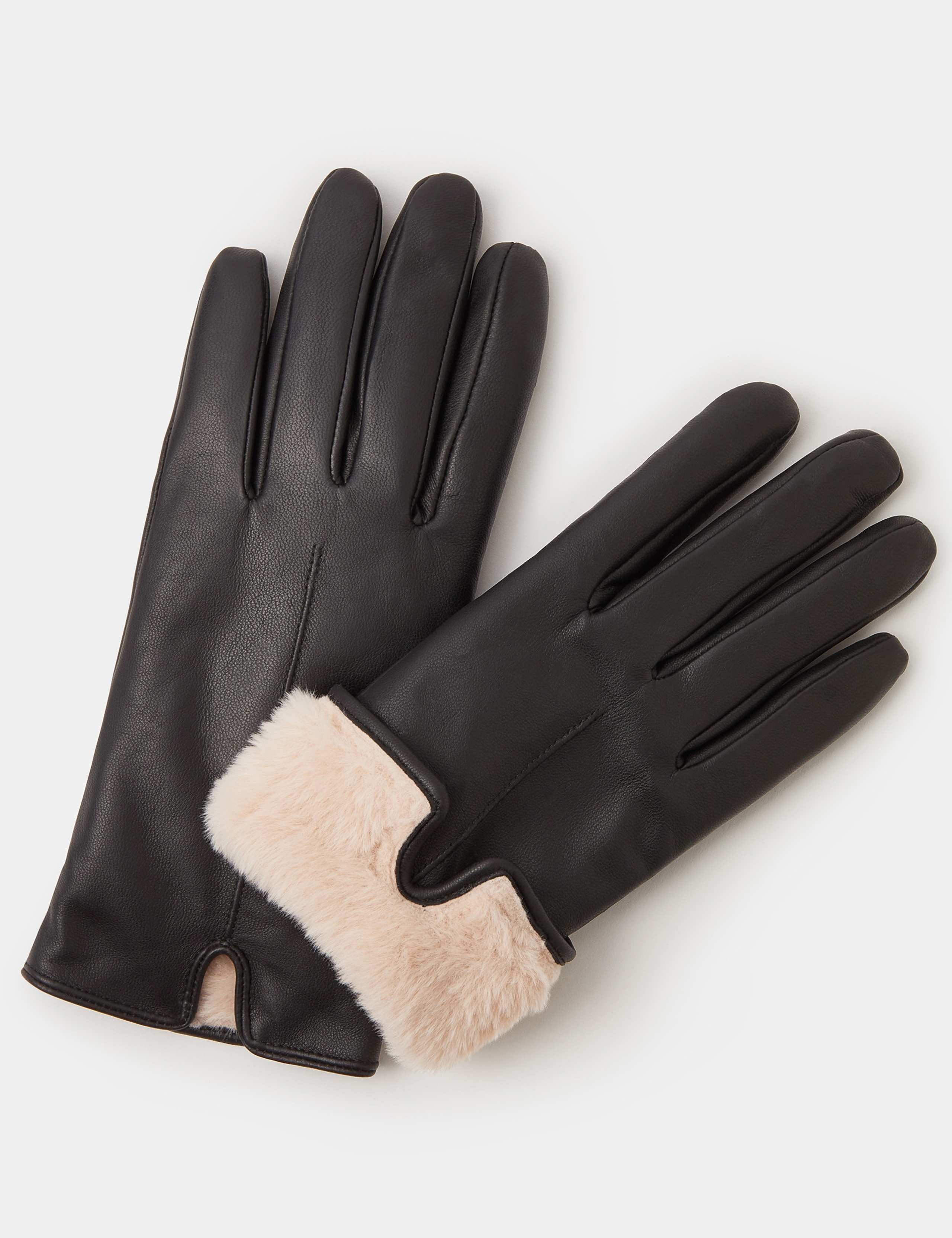 Leather Faux Fur Lined Gloves 3 of 3