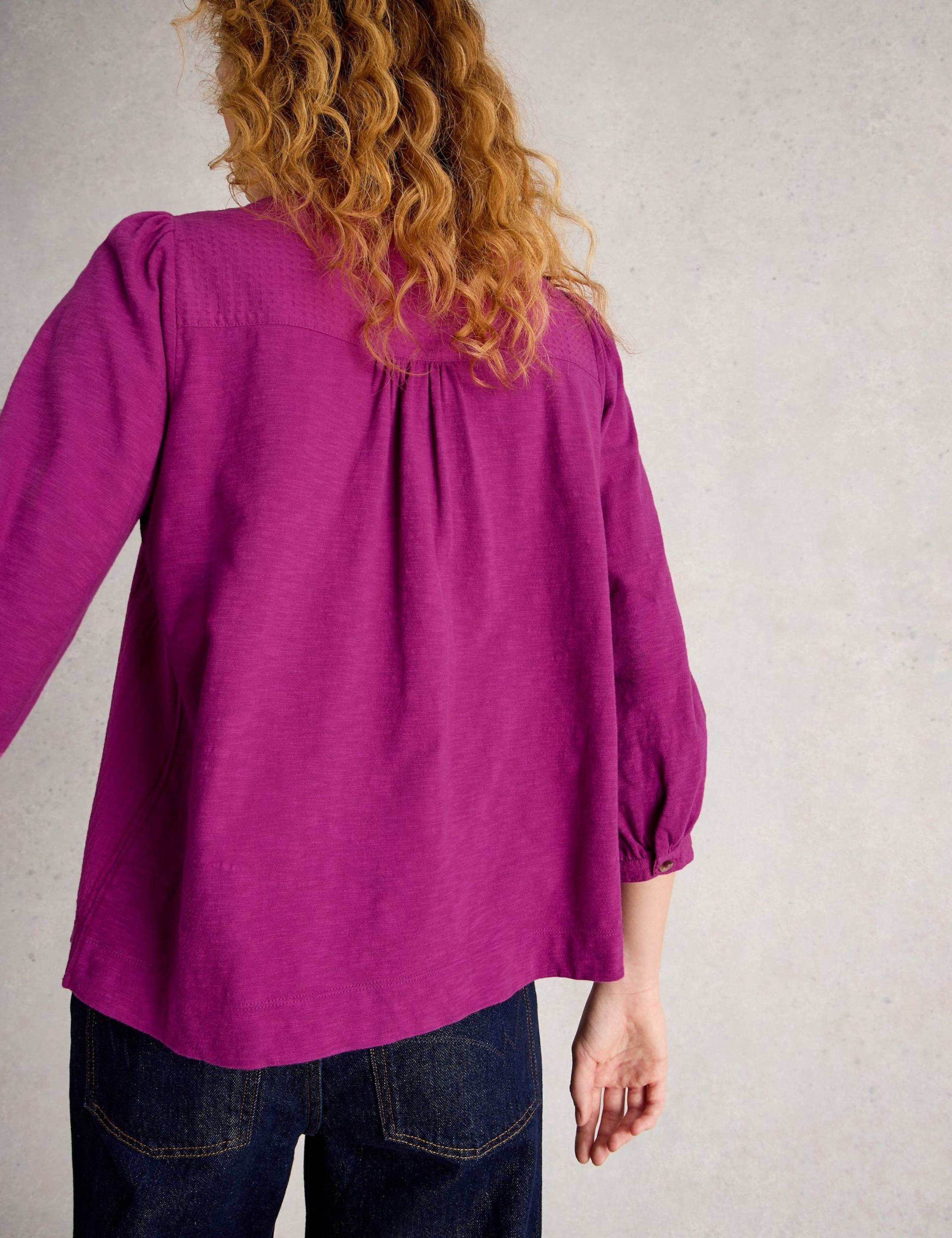 Pure Cotton Pintuck 3/4 Sleeve Blouse 4 of 6