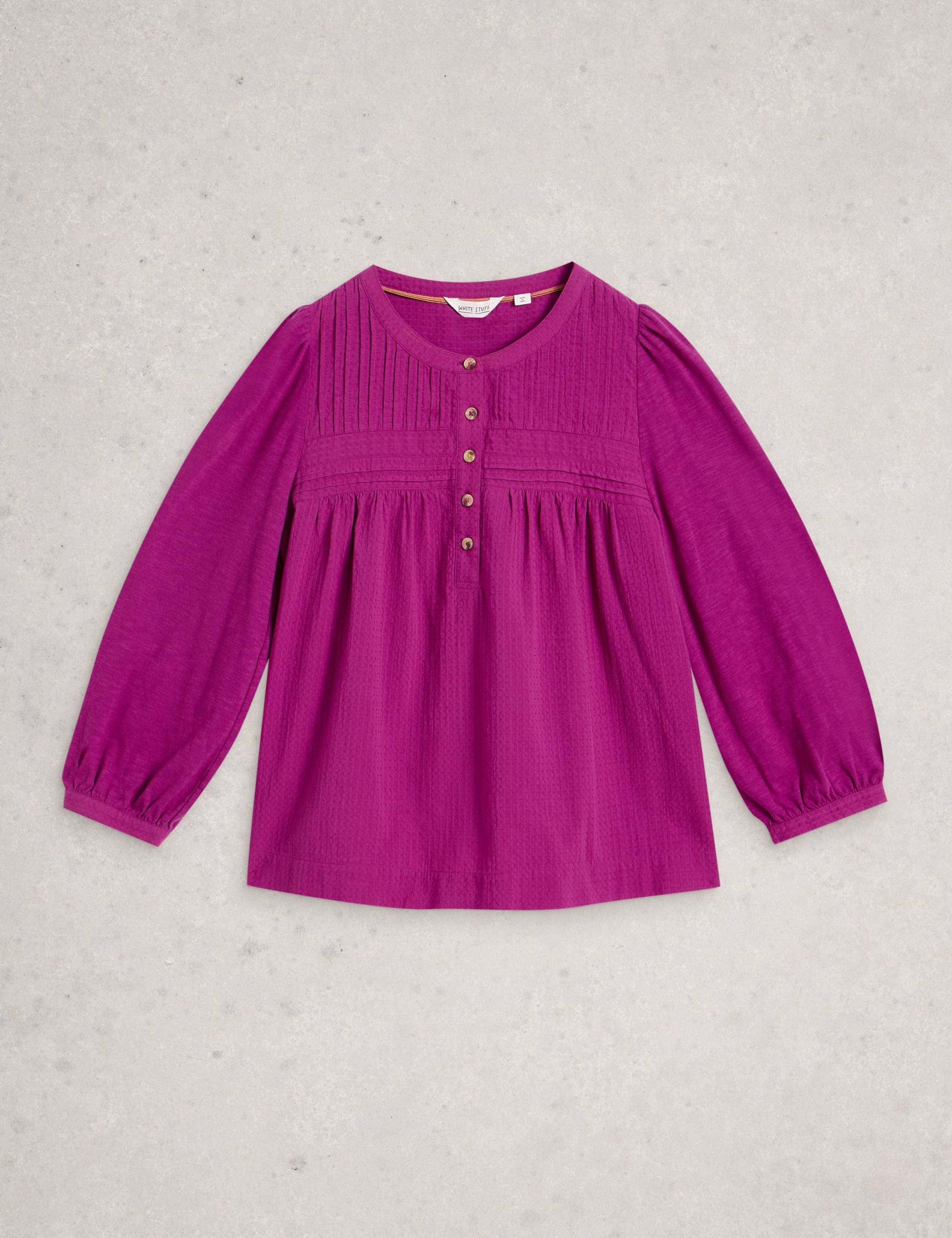 Pure Cotton Pintuck 3/4 Sleeve Blouse 2 of 6