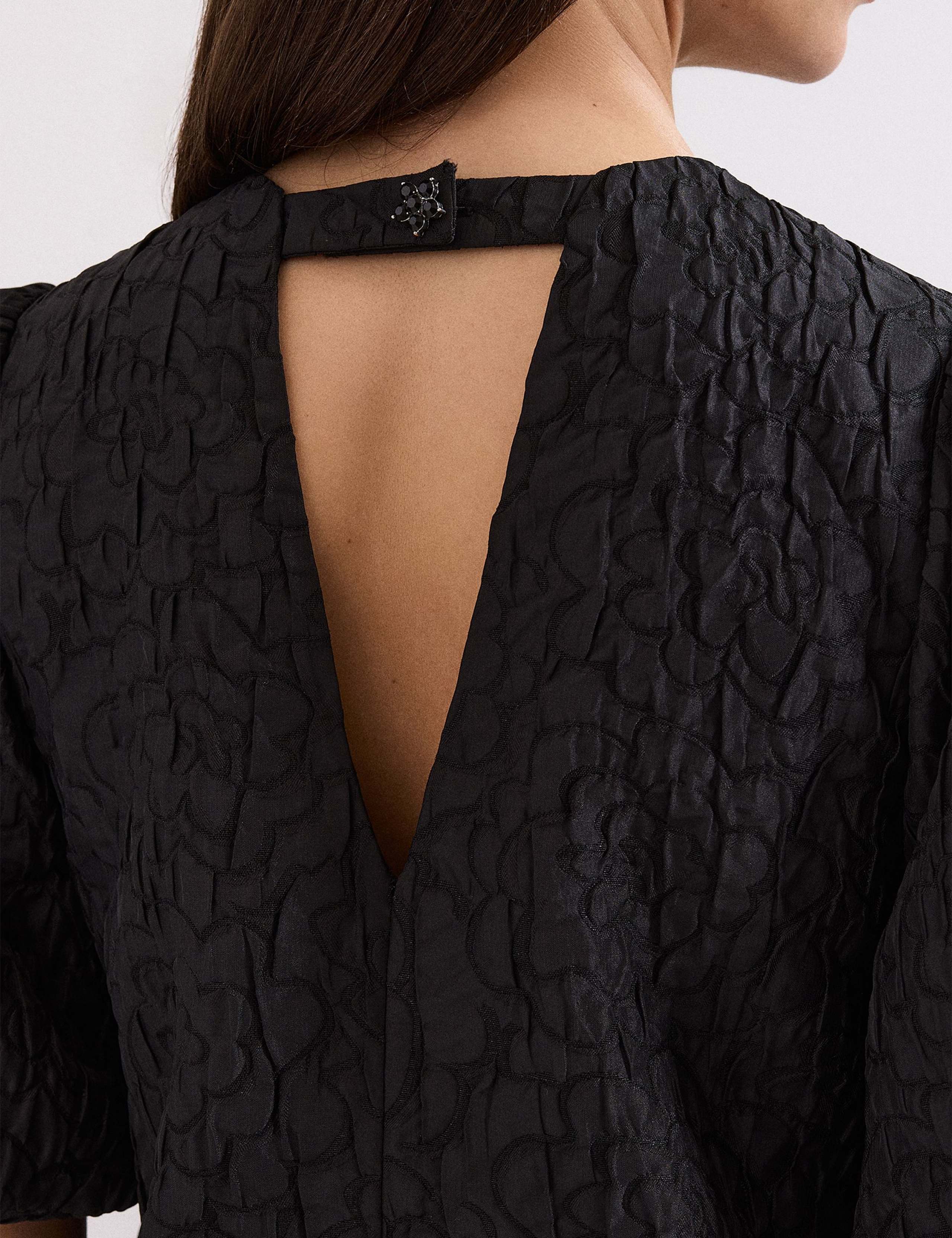 Jacquard Puff Sleeve Mini Shift Dress 6 of 8