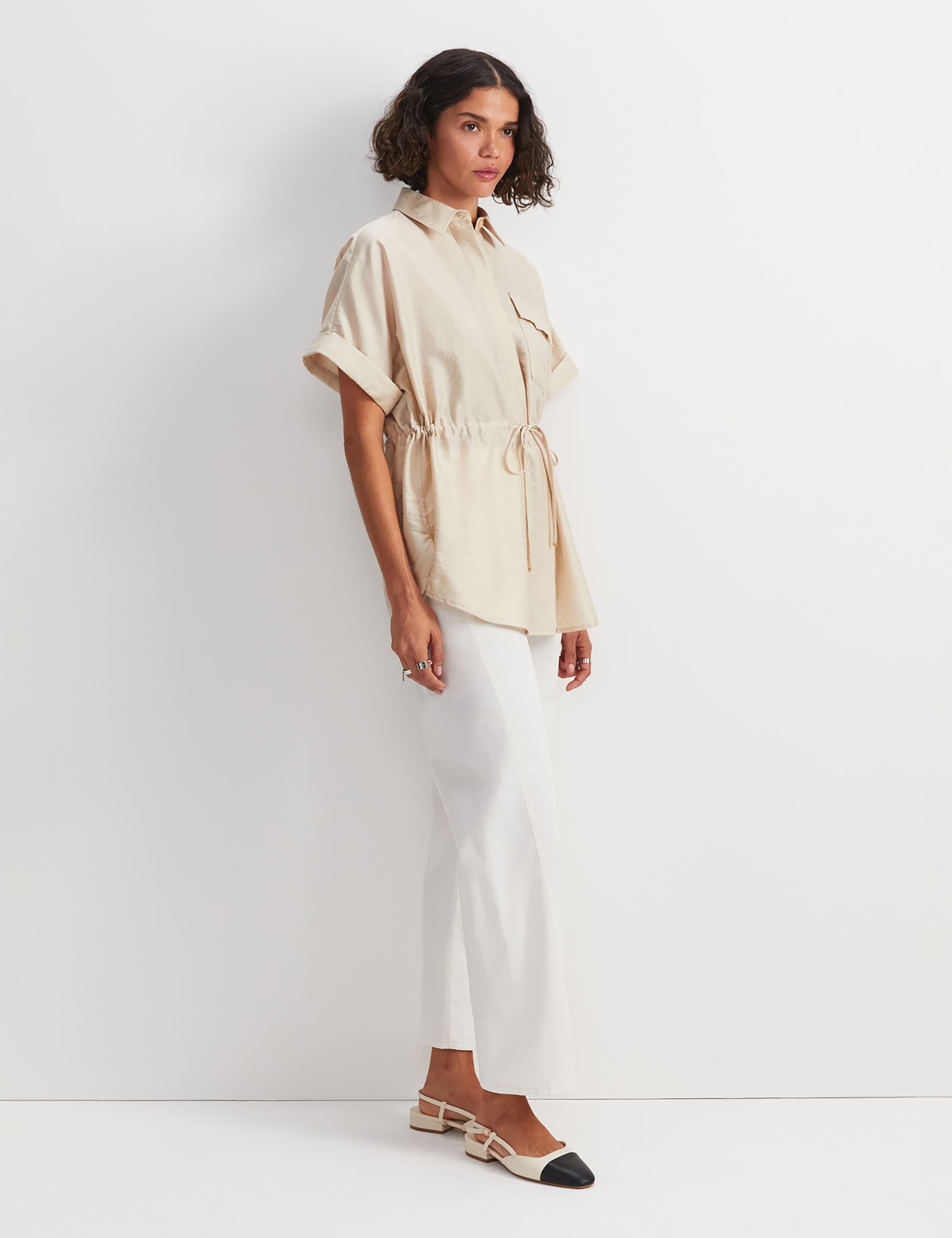 Lyocell Blend Drawstring Longline Blouse 2 of 7