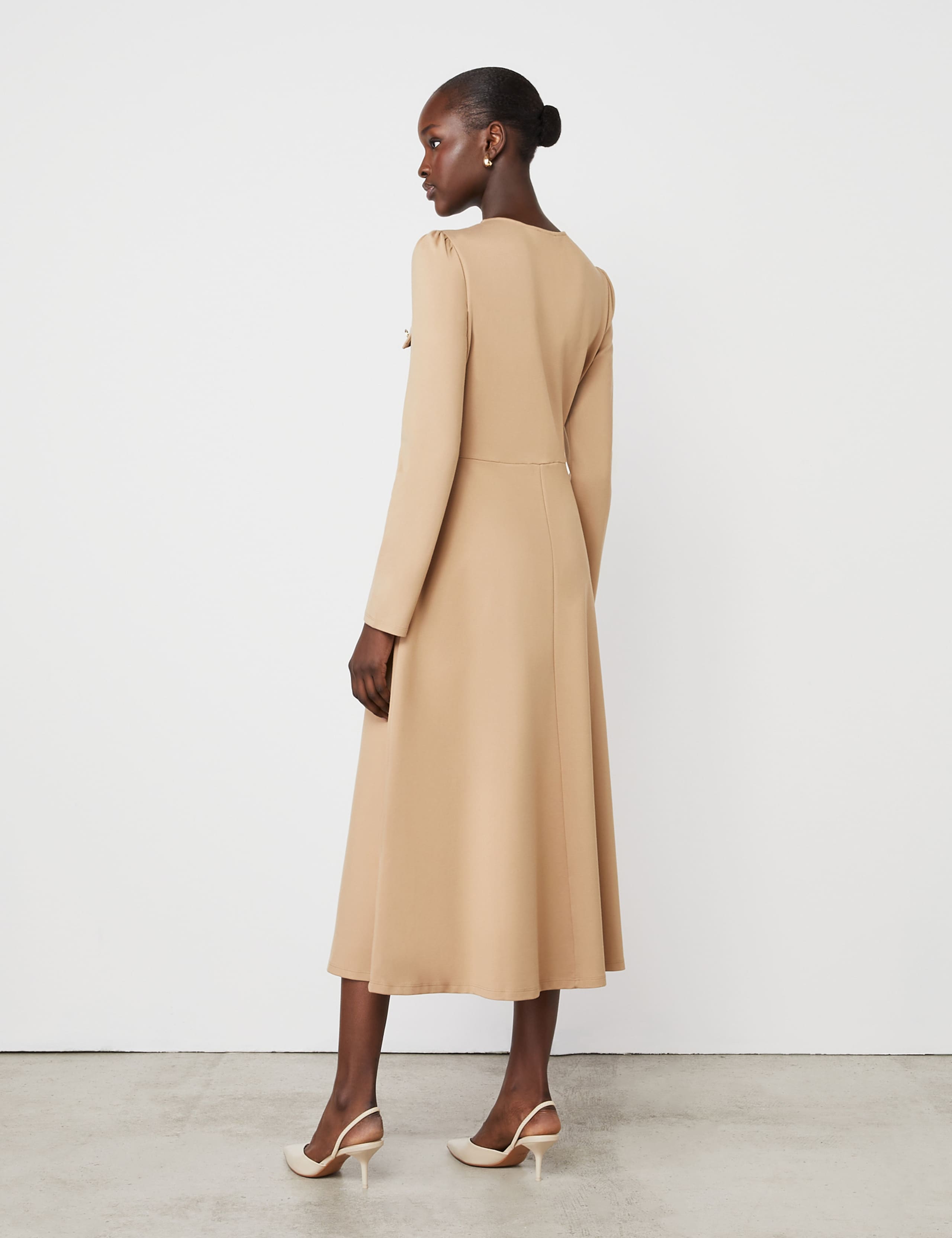 Ponte Jersey Button Front Midi Dress 3 of 4