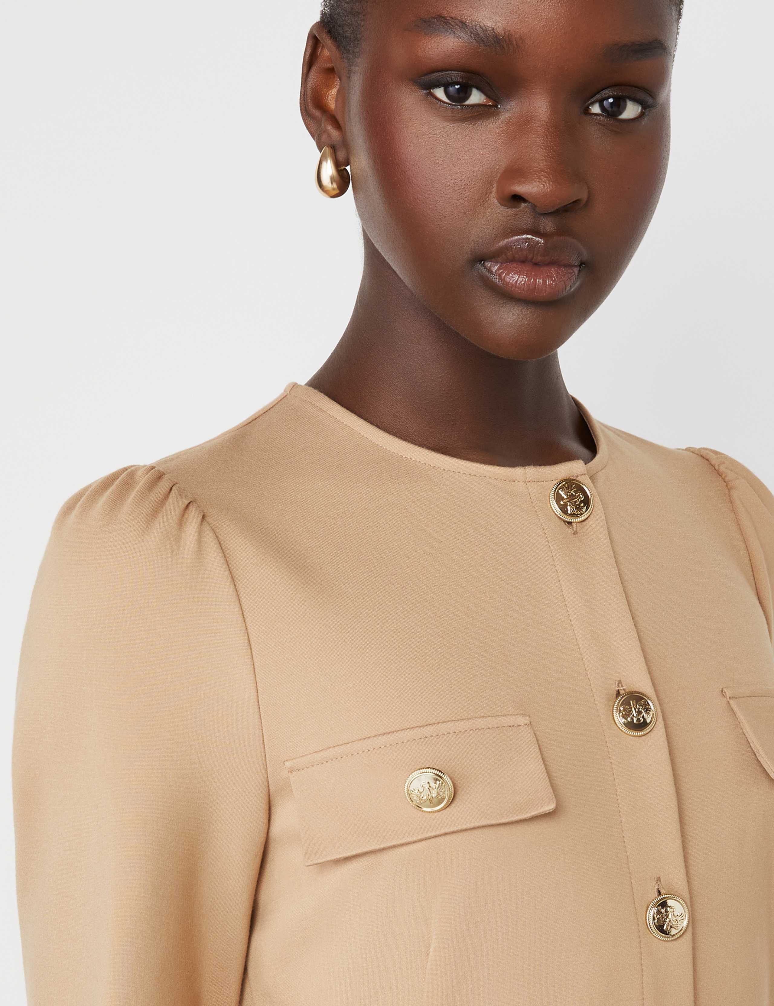 Ponte Jersey Button Front Midi Dress 4 of 4