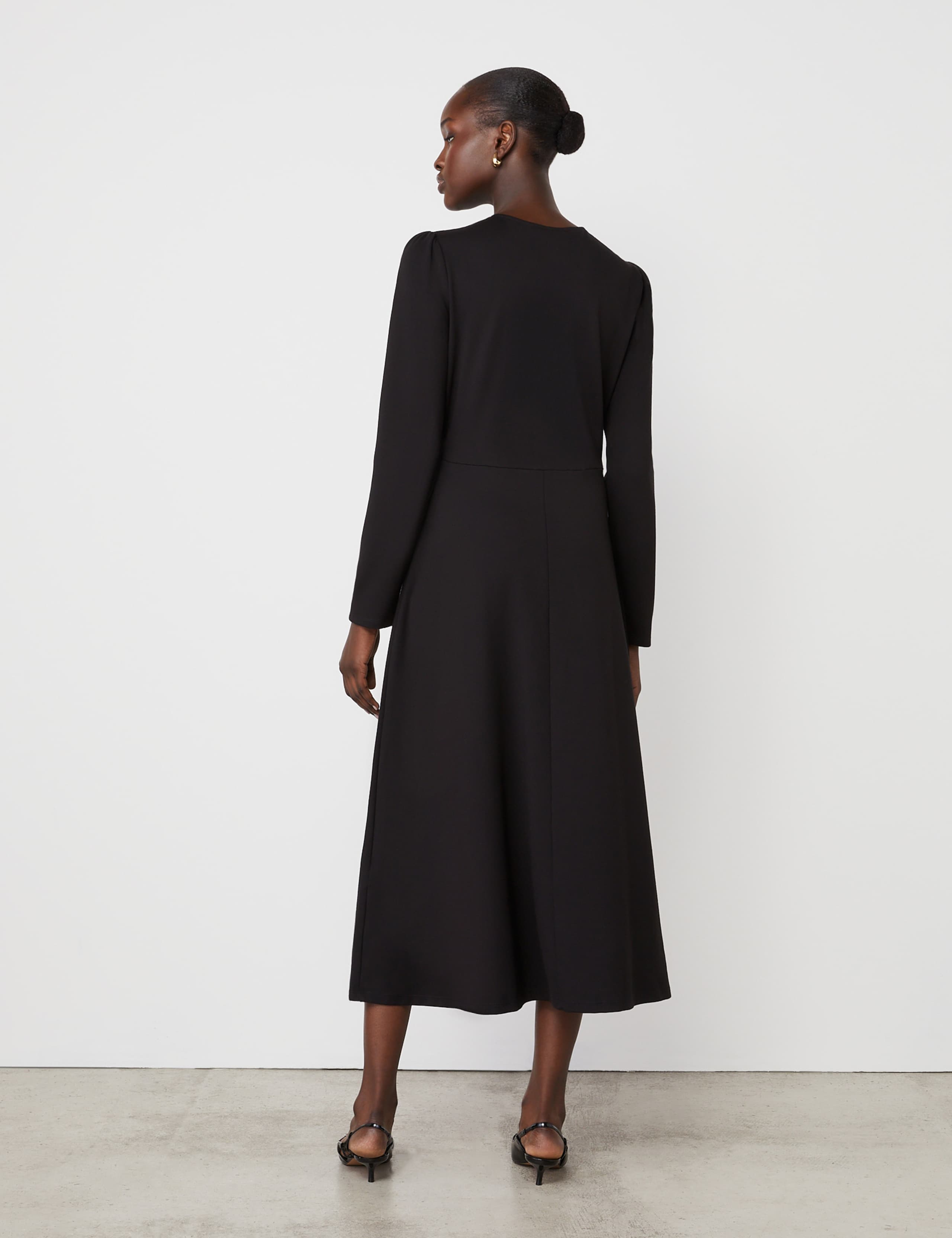 Ponte Jersey Button Front Midi Dress 2 of 4