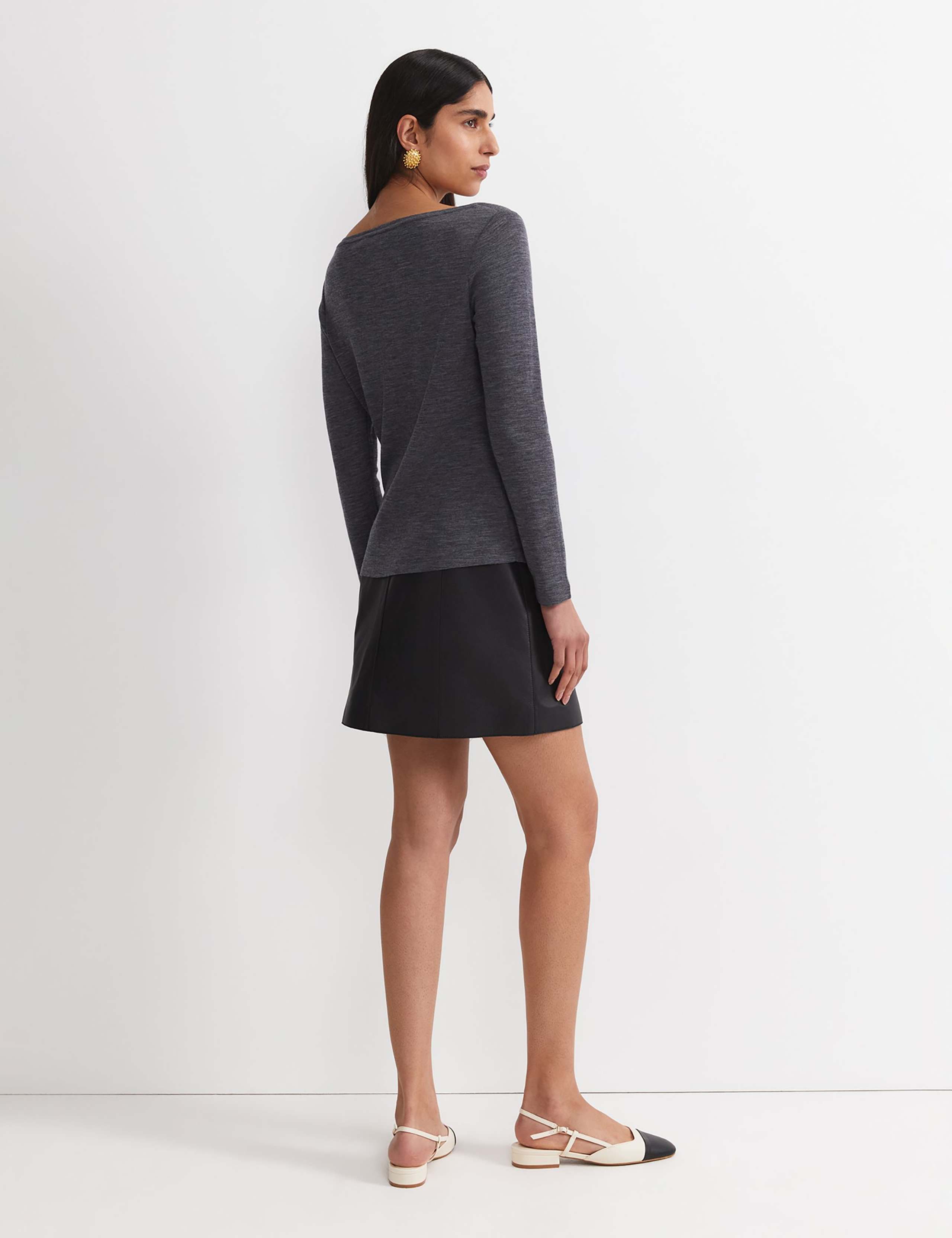 Pure Merino Wool Slash Neck Twist Detail Top 3 of 5