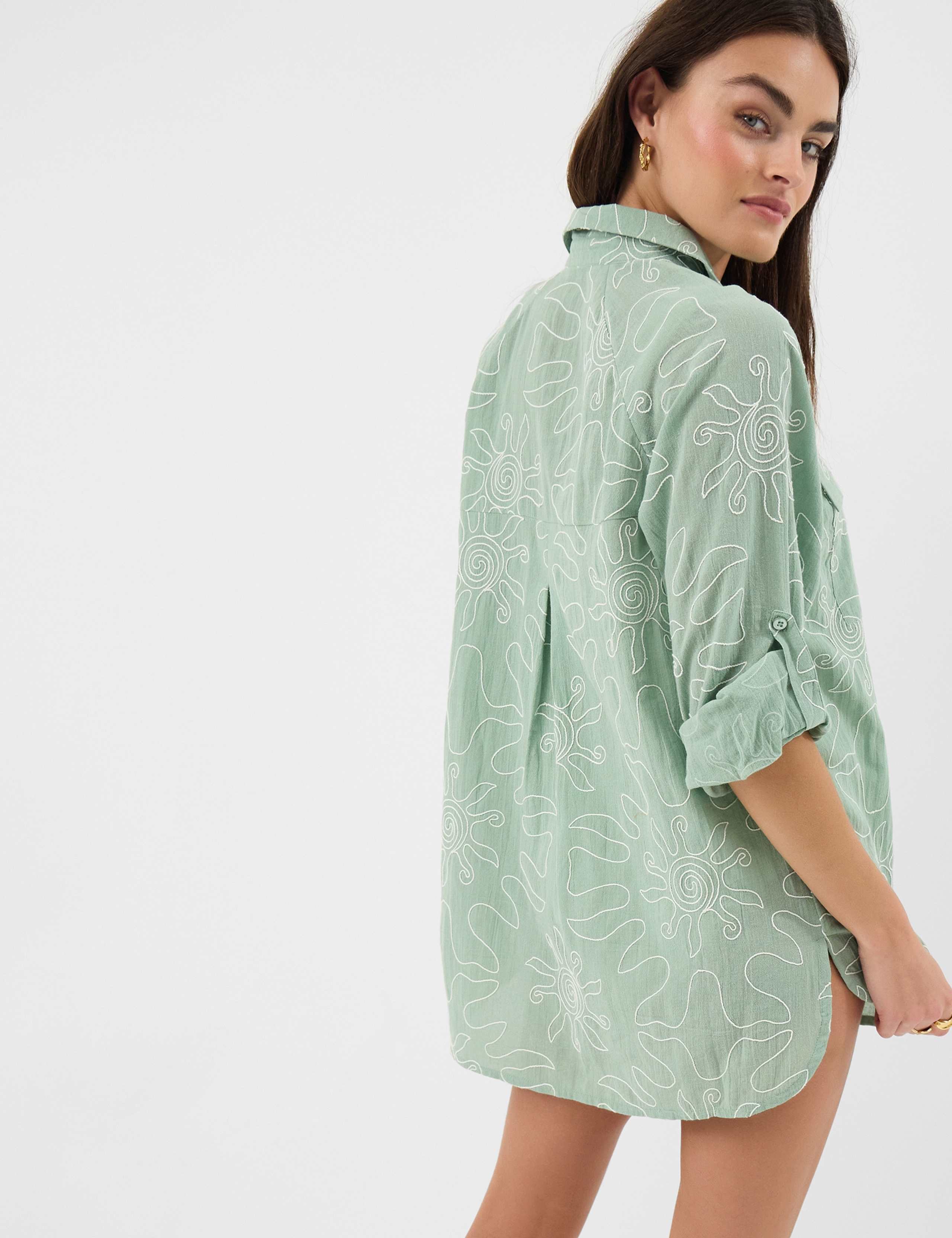 Pure Cotton Embroidered Beach Shirt 3 of 4