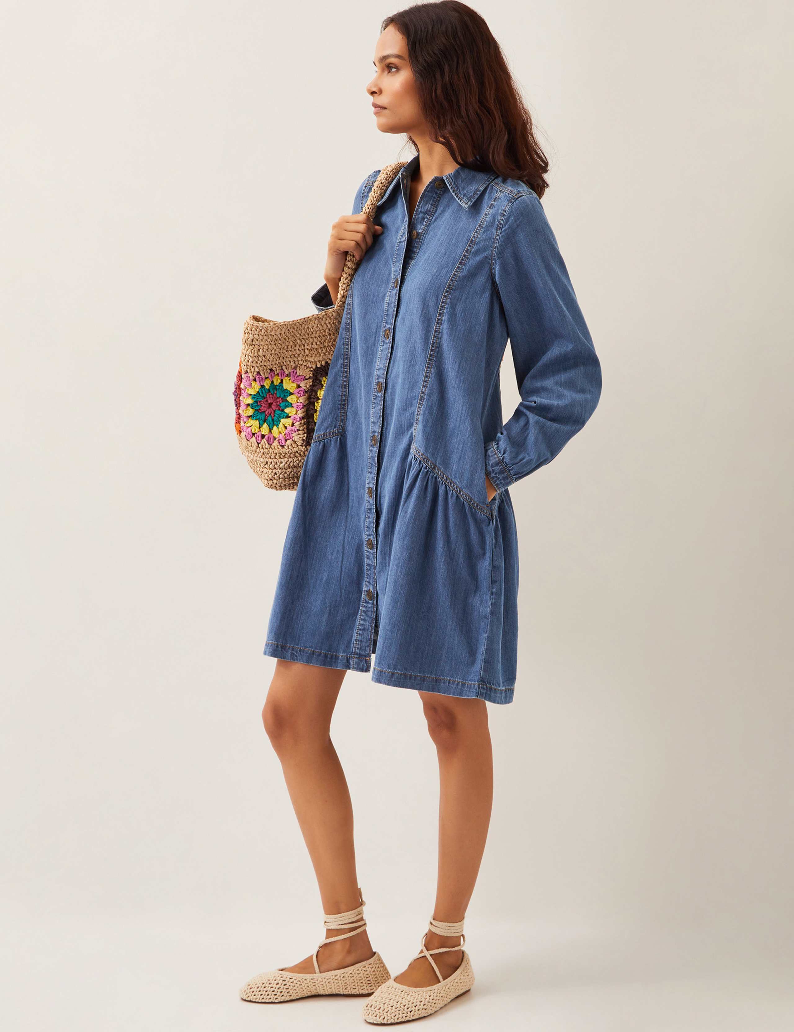 Pure Cotton Knee Length Shirt Dress 4 of 4