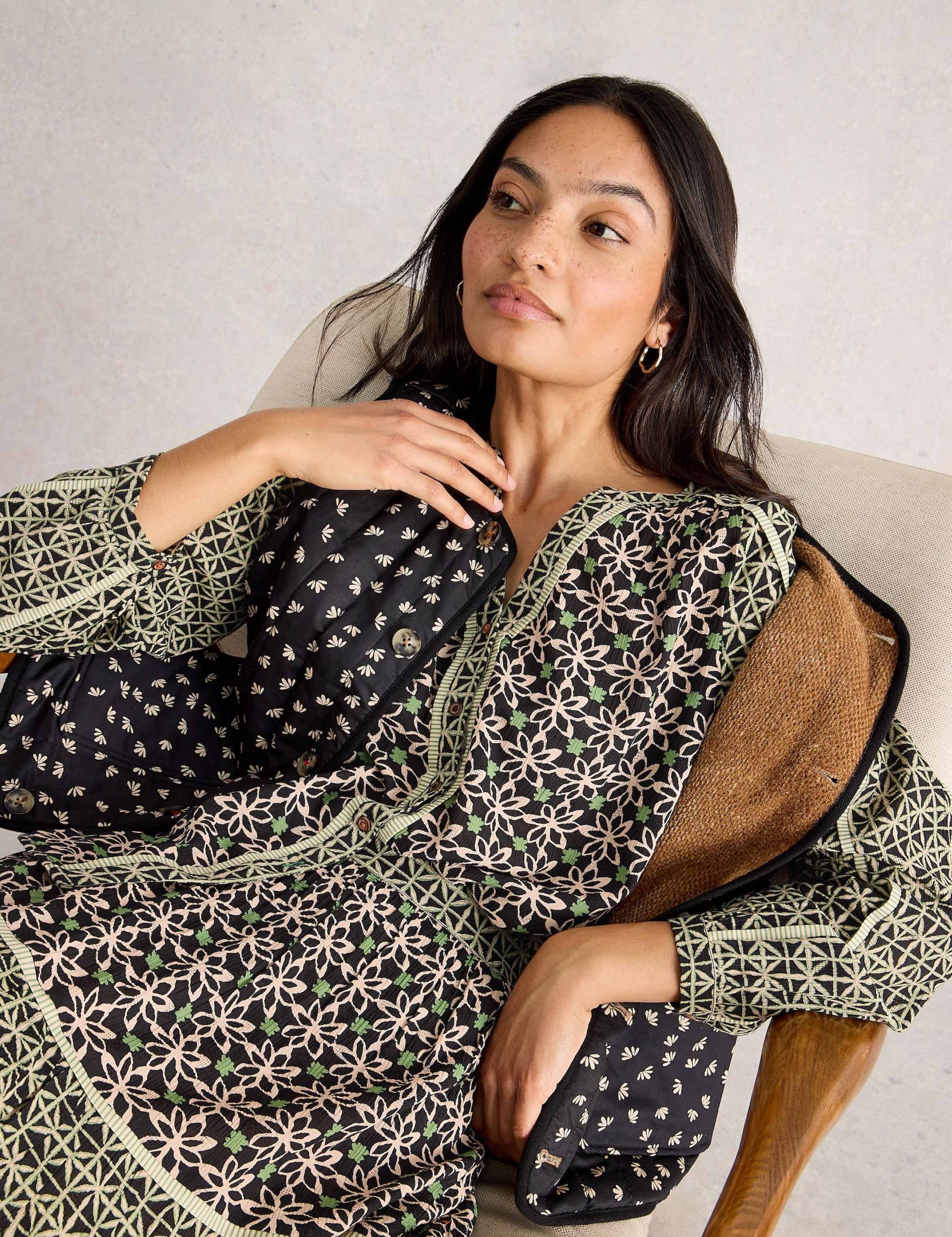 Printed Notch Neck Blouson Sleeve Blouse 6 of 6