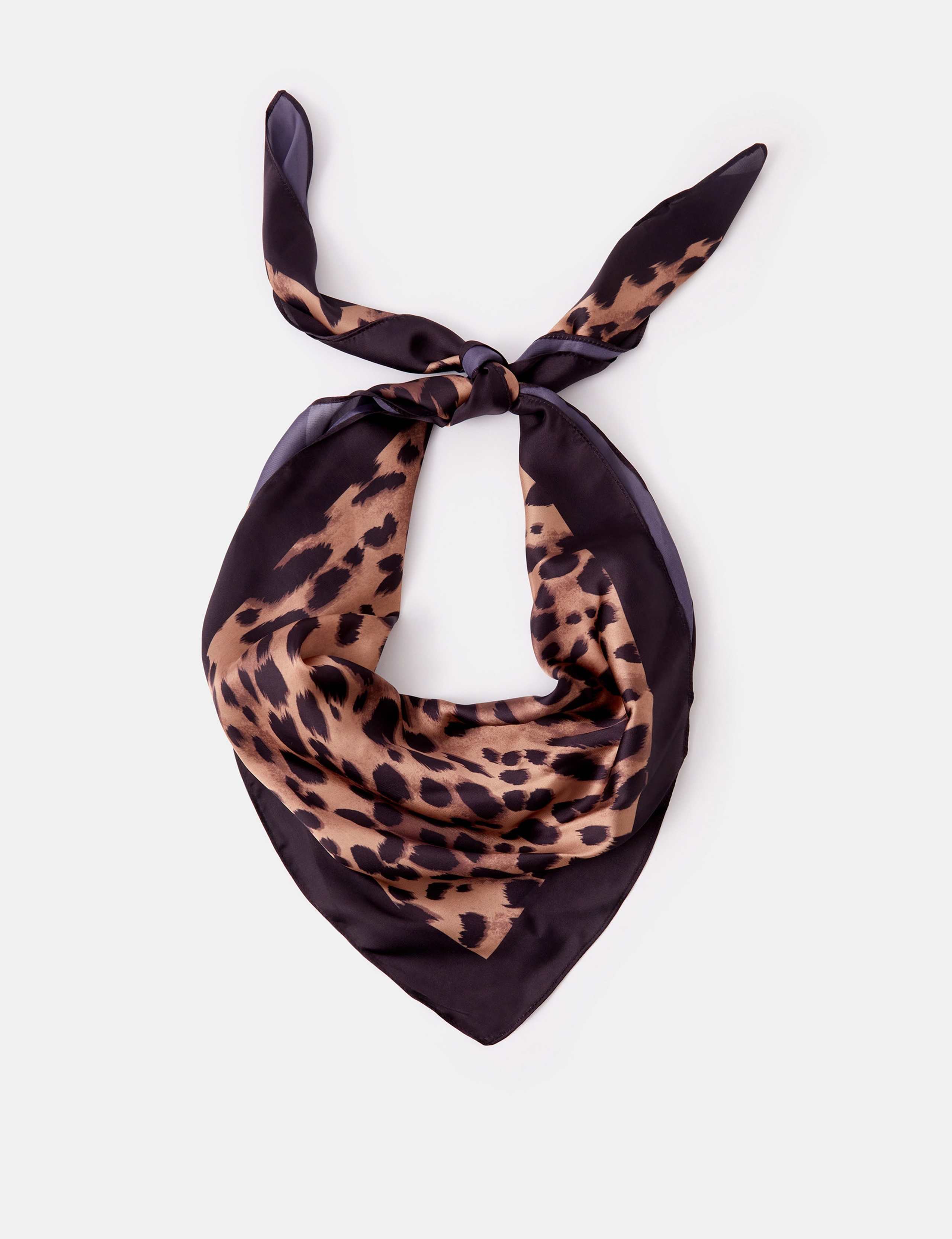 Satin Leopard Print Square Scarf 1 of 3