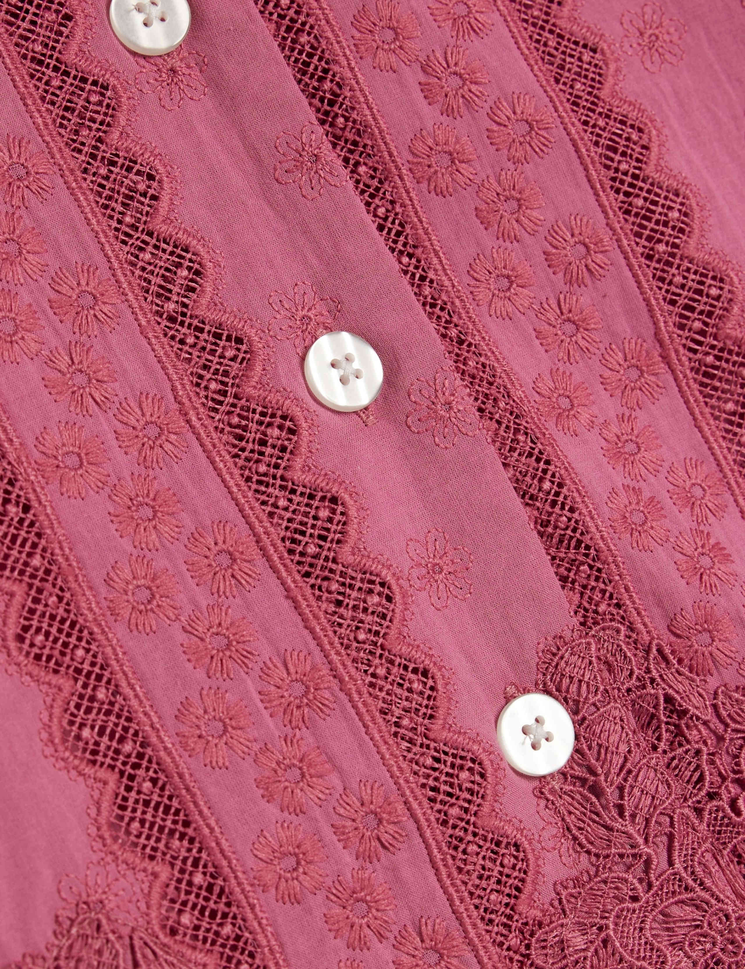 Cotton Blend Lace Trim Button Through Blouse 2 of 6