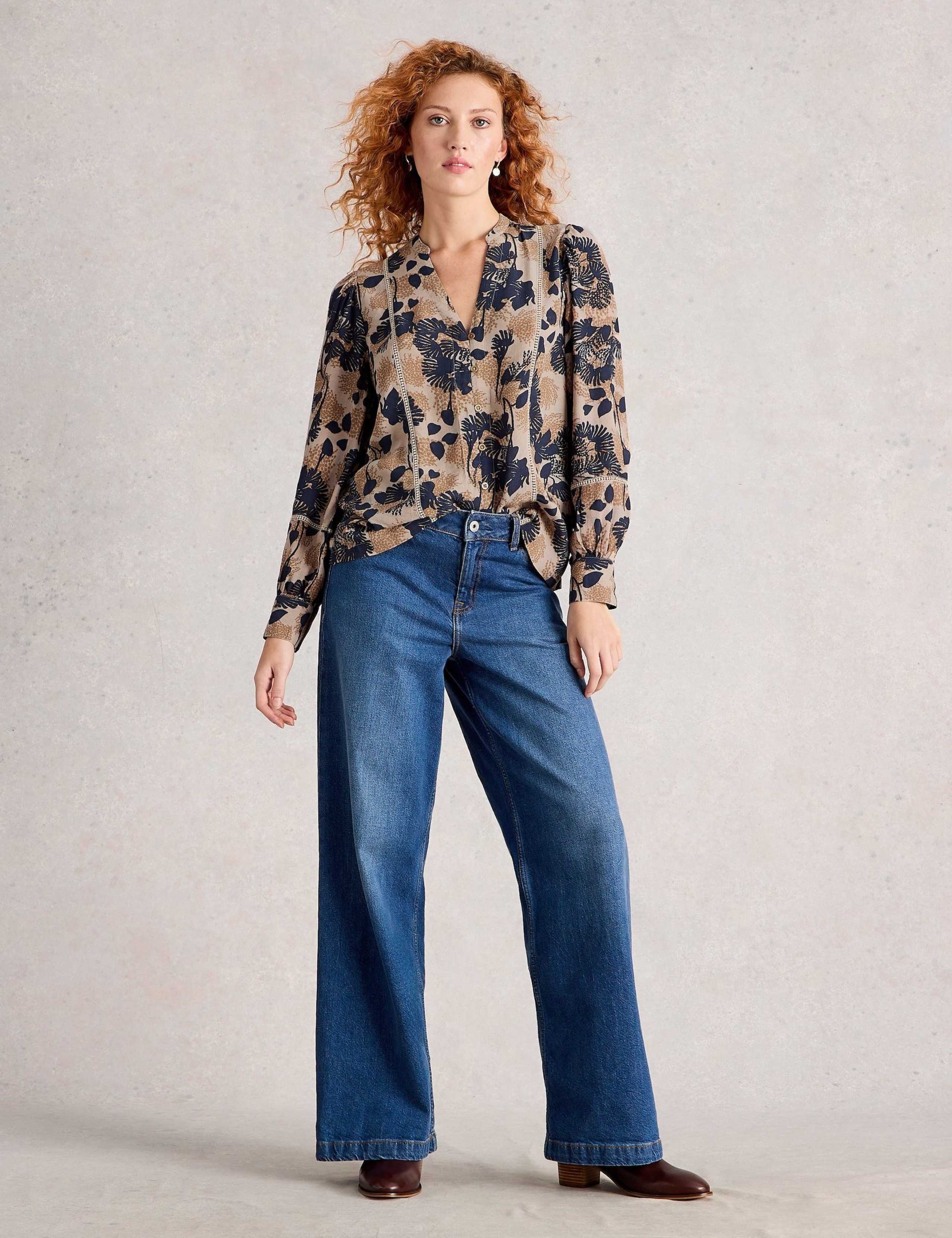 Floral V-Neck Button Through Blouse 1 of 6