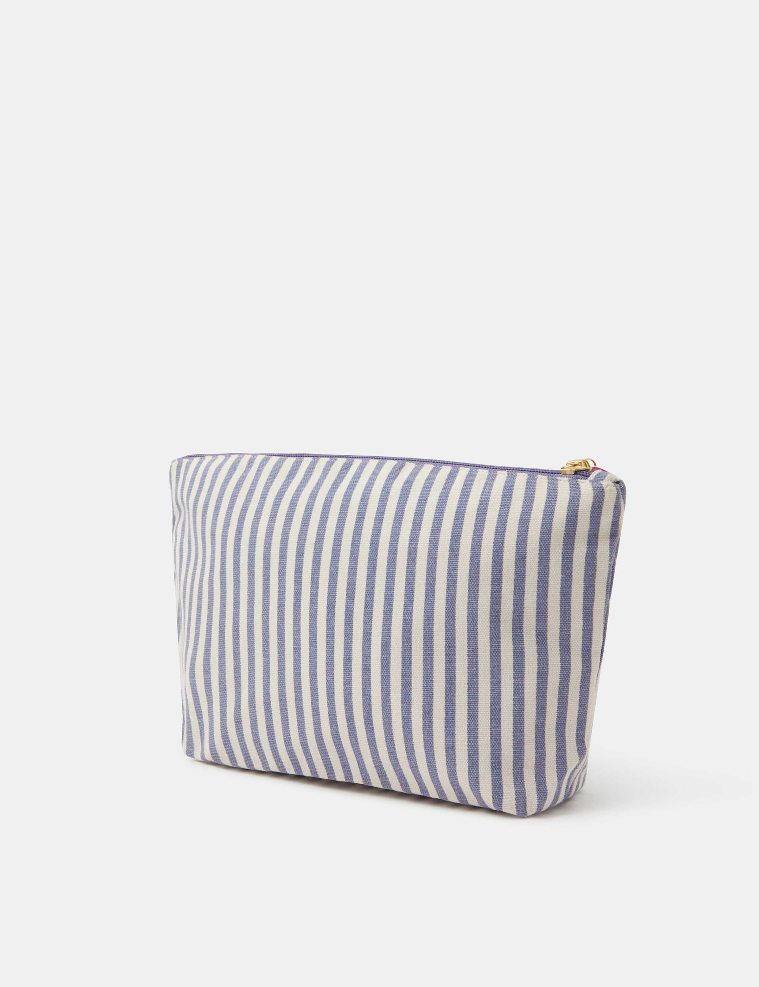 Pure Cotton Striped Embroidered Wash Bag 2 of 3