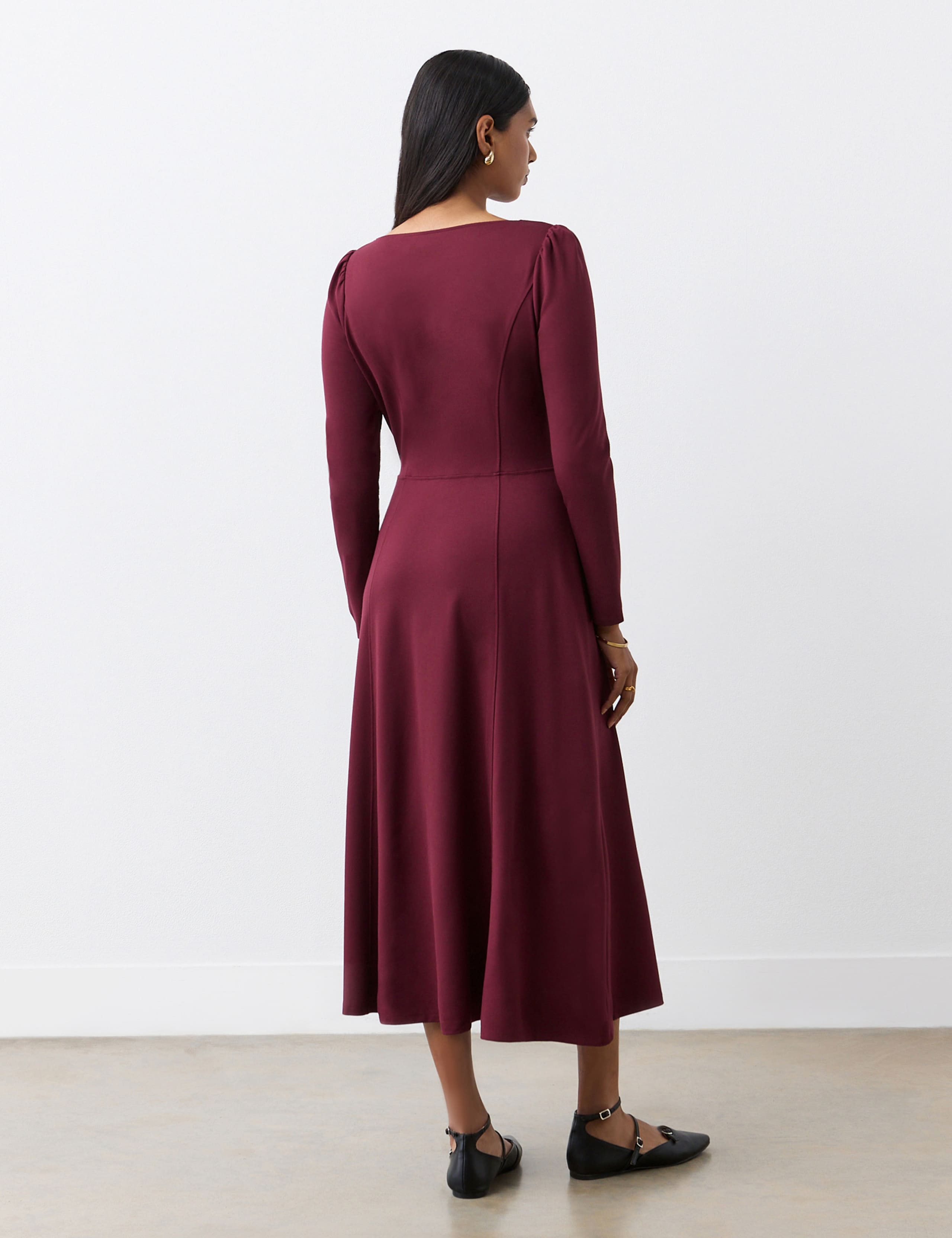 Ponte Jersey Square Neck Midi Tailored Dress 2 of 4