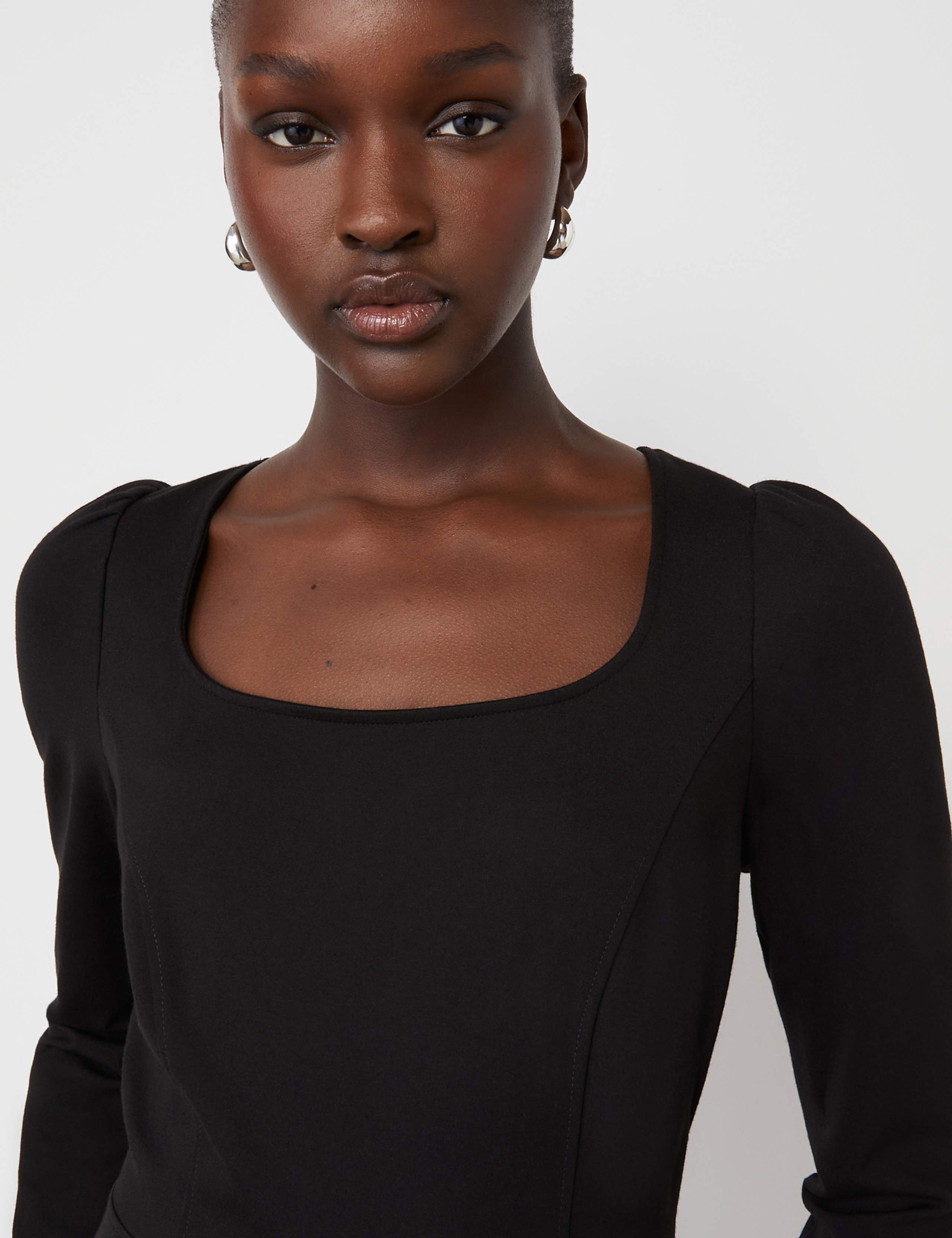 Ponte Jersey Square Neck Midi Tailored Dress 3 of 4