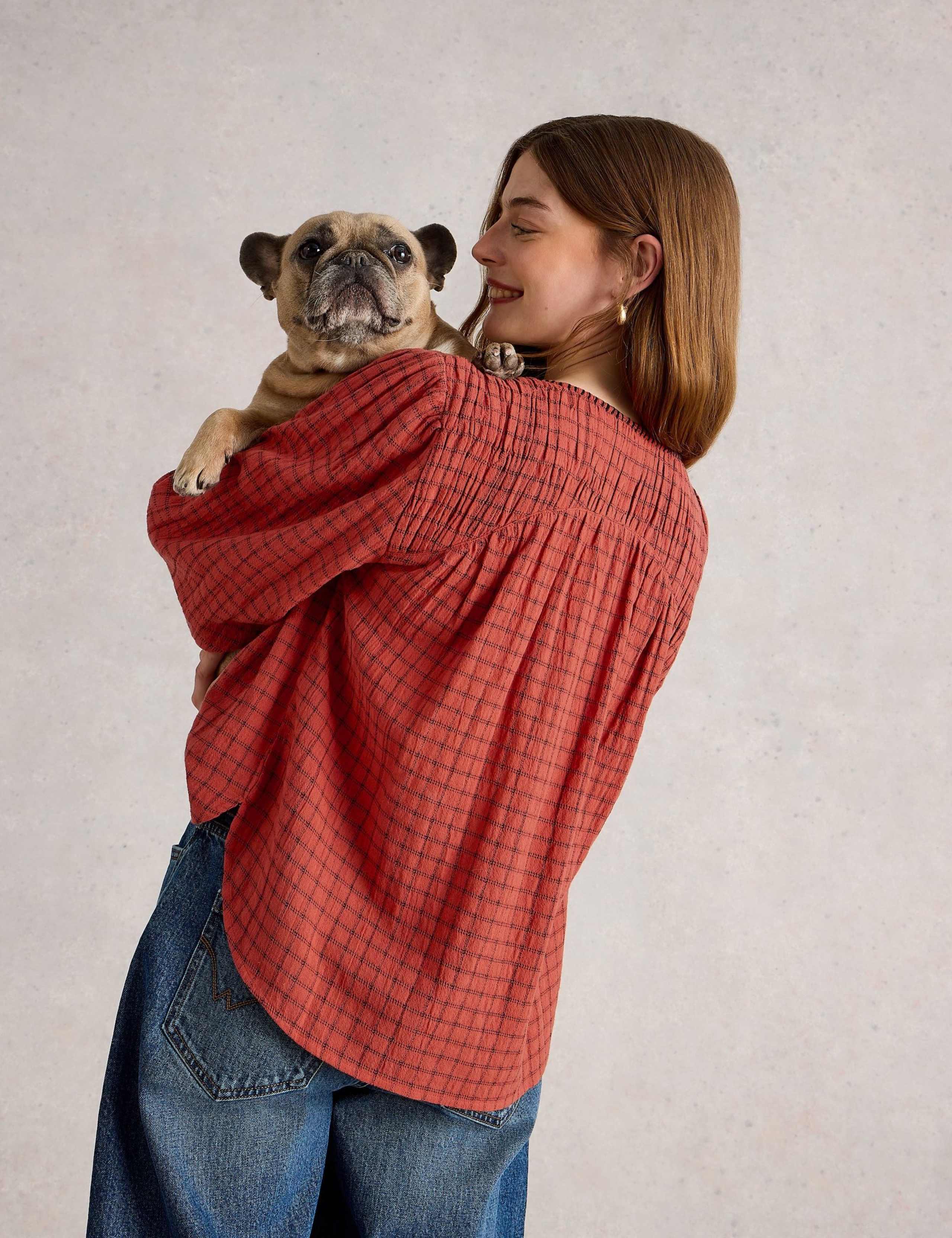 Pure Cotton Checked  Blouse 4 of 6