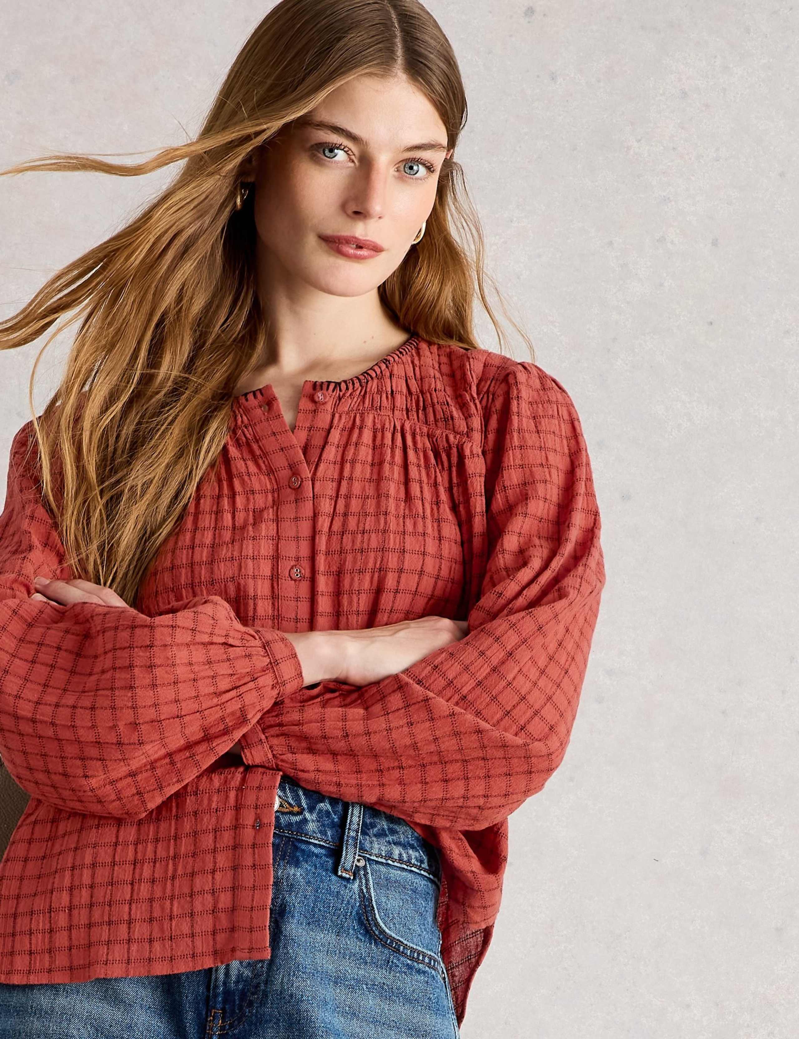 Pure Cotton Checked  Blouse 6 of 6