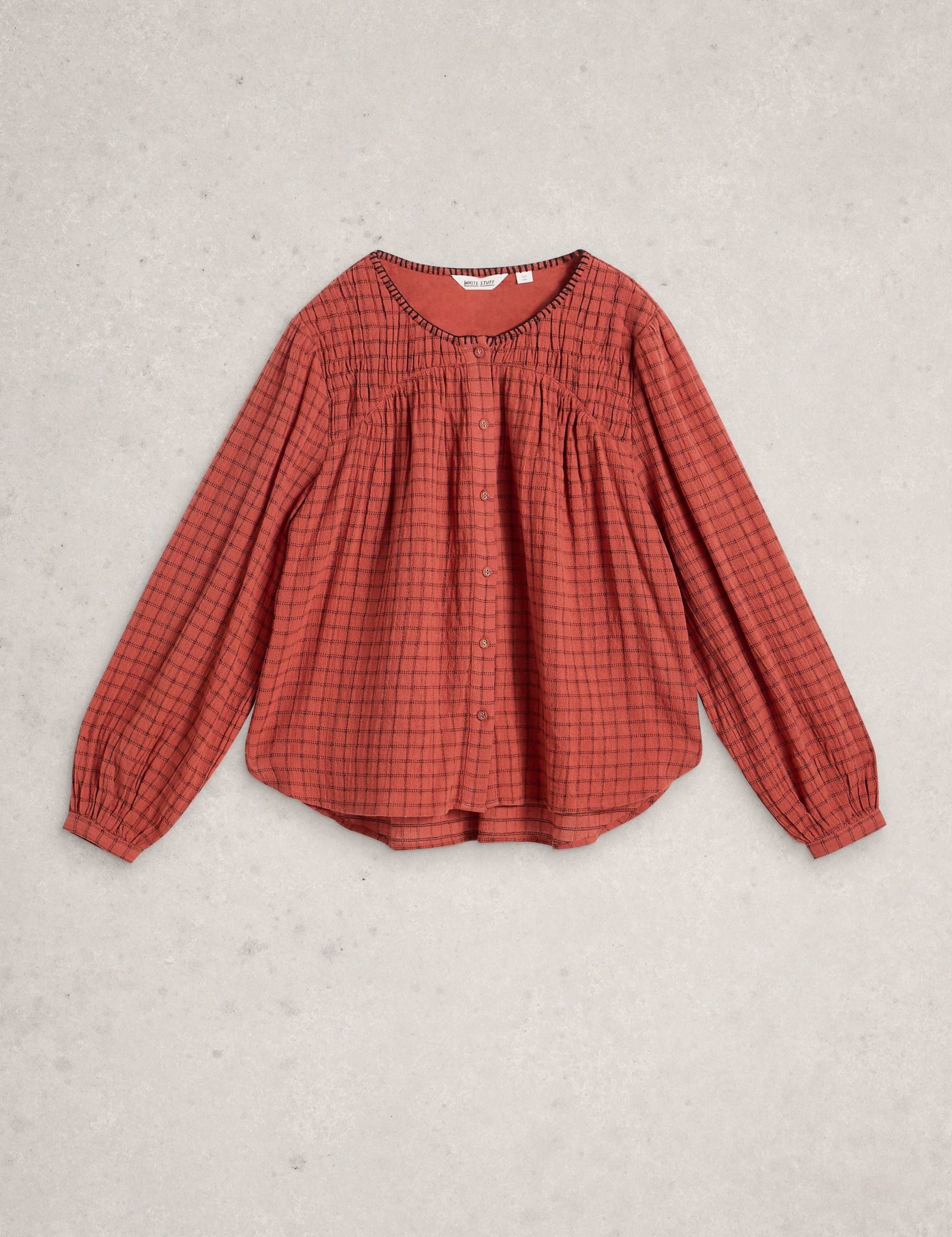 Pure Cotton Checked  Blouse 2 of 6