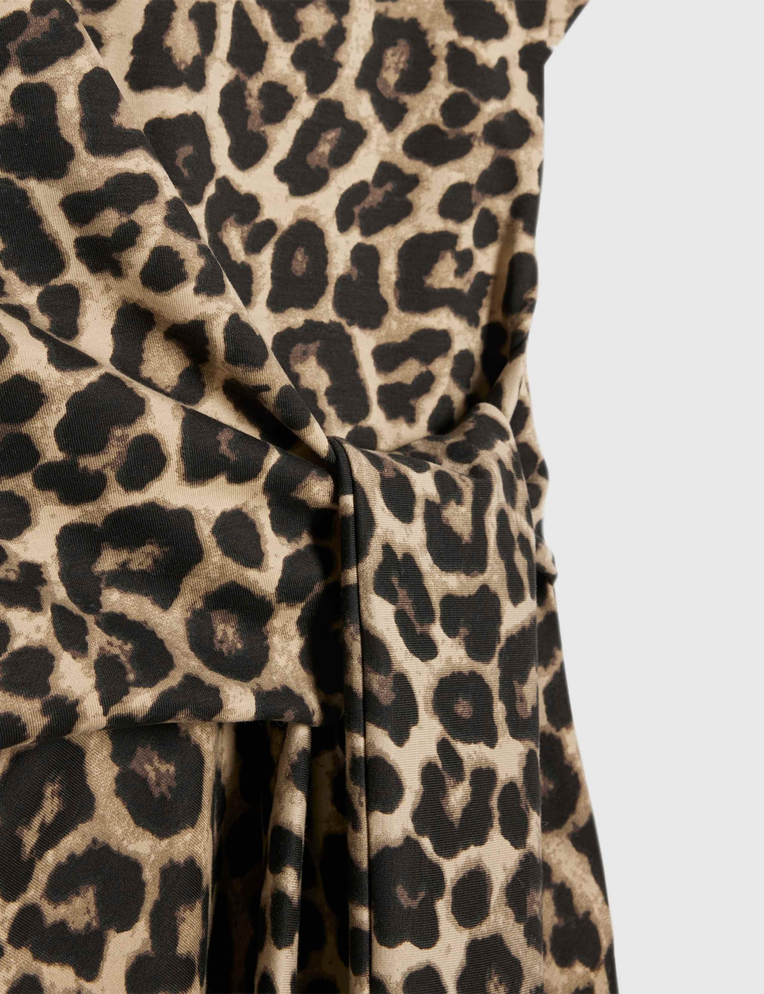 Leopard Print Tie Waist Midi Bodycon Dress 4 of 6