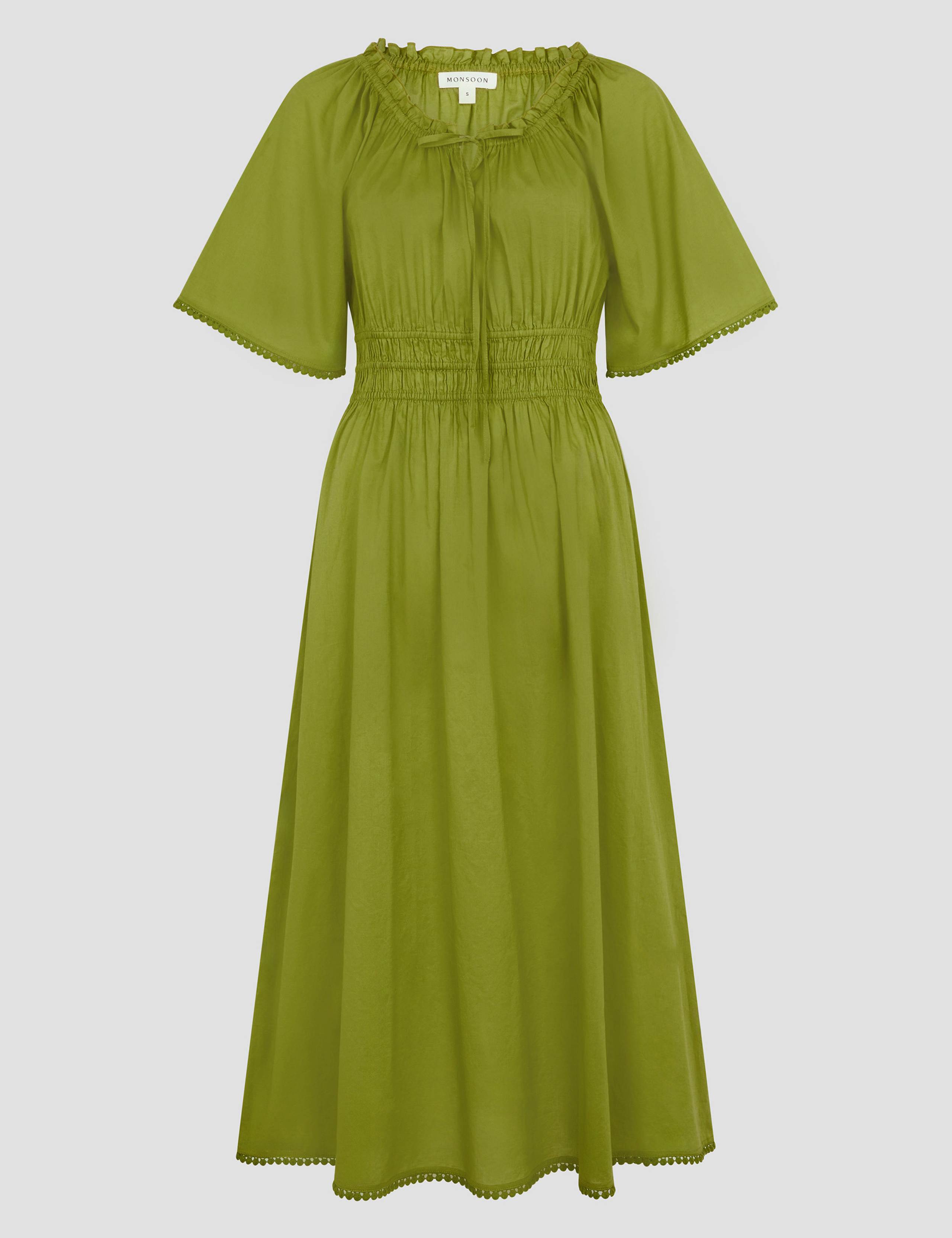 Pure Cotton Shirred Midi Skater Dress 2 of 5