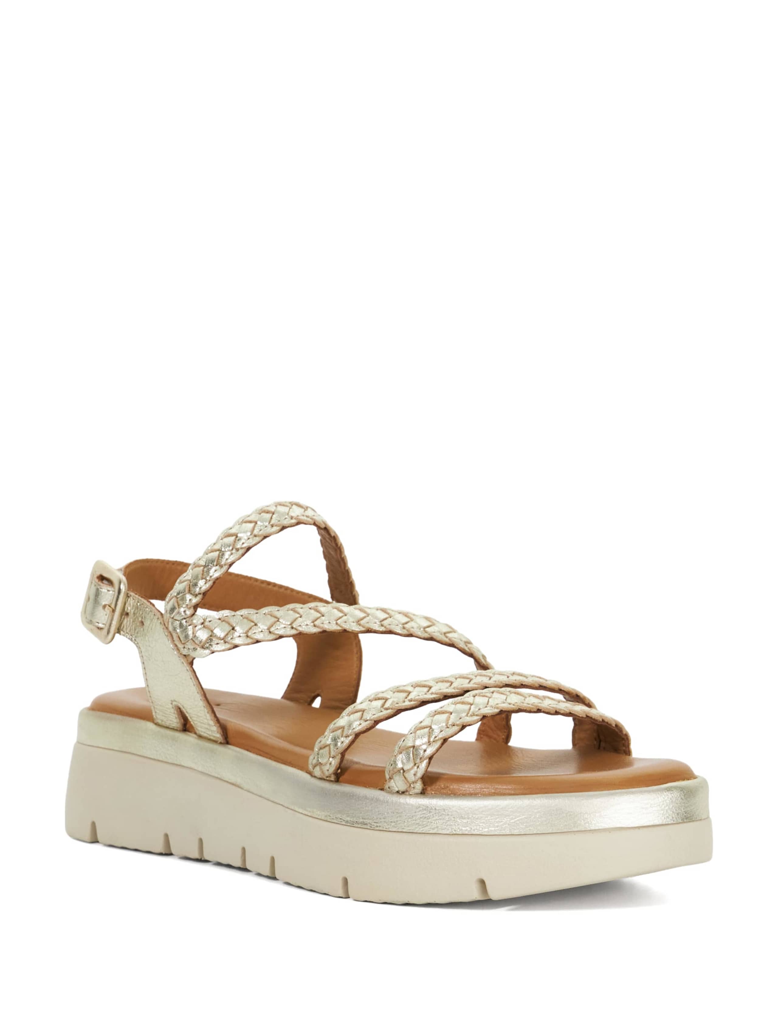 Leather Woven Strappy Flatform Sandals 3 of 5