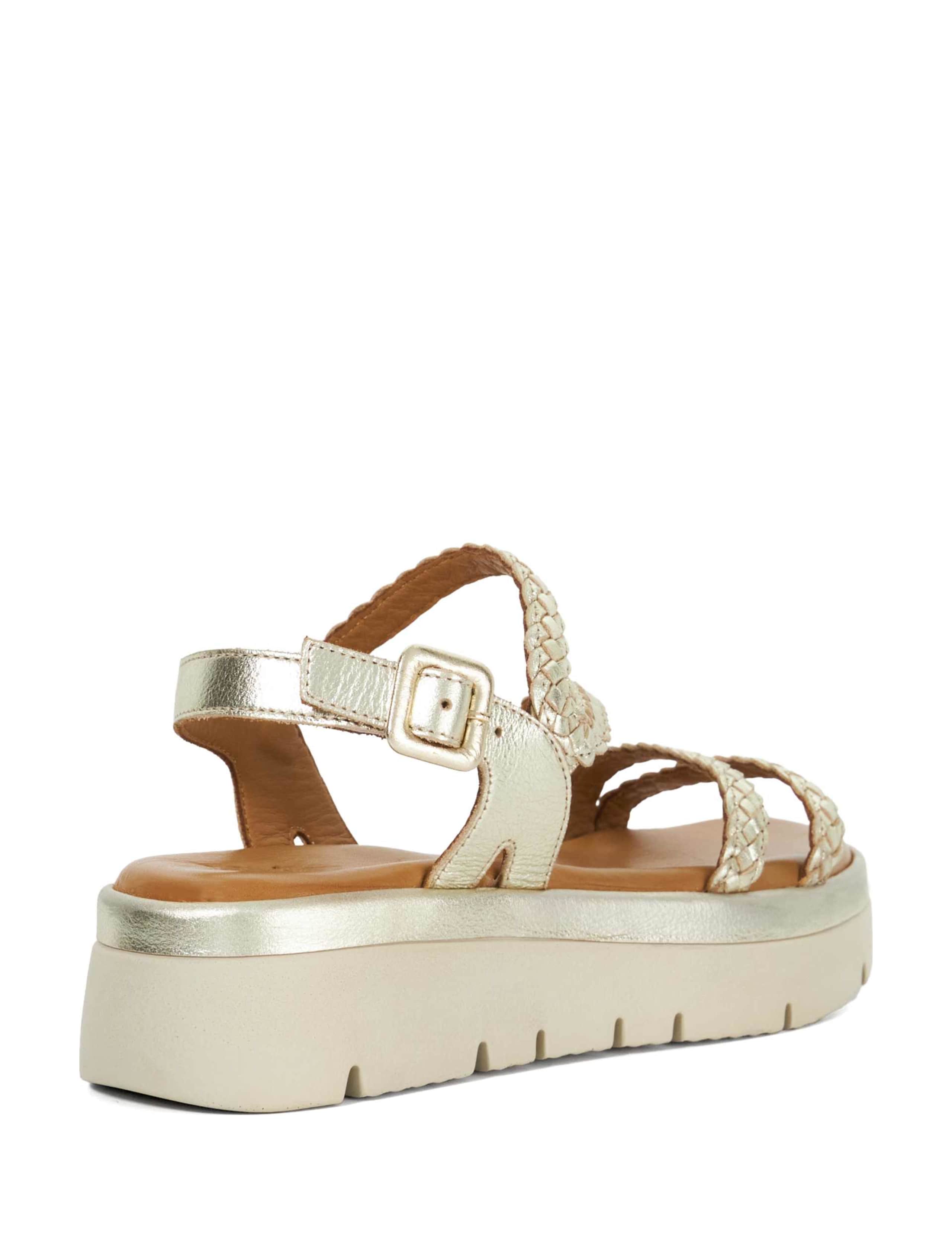 Leather Woven Strappy Flatform Sandals 4 of 5