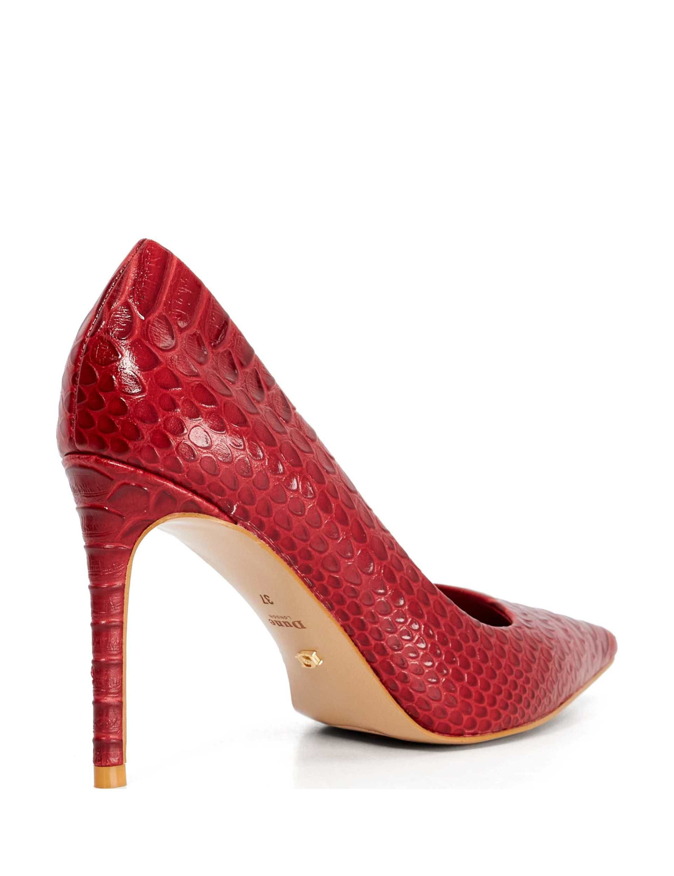 Leather Croc Stiletto Heel Court Shoes 3 of 5
