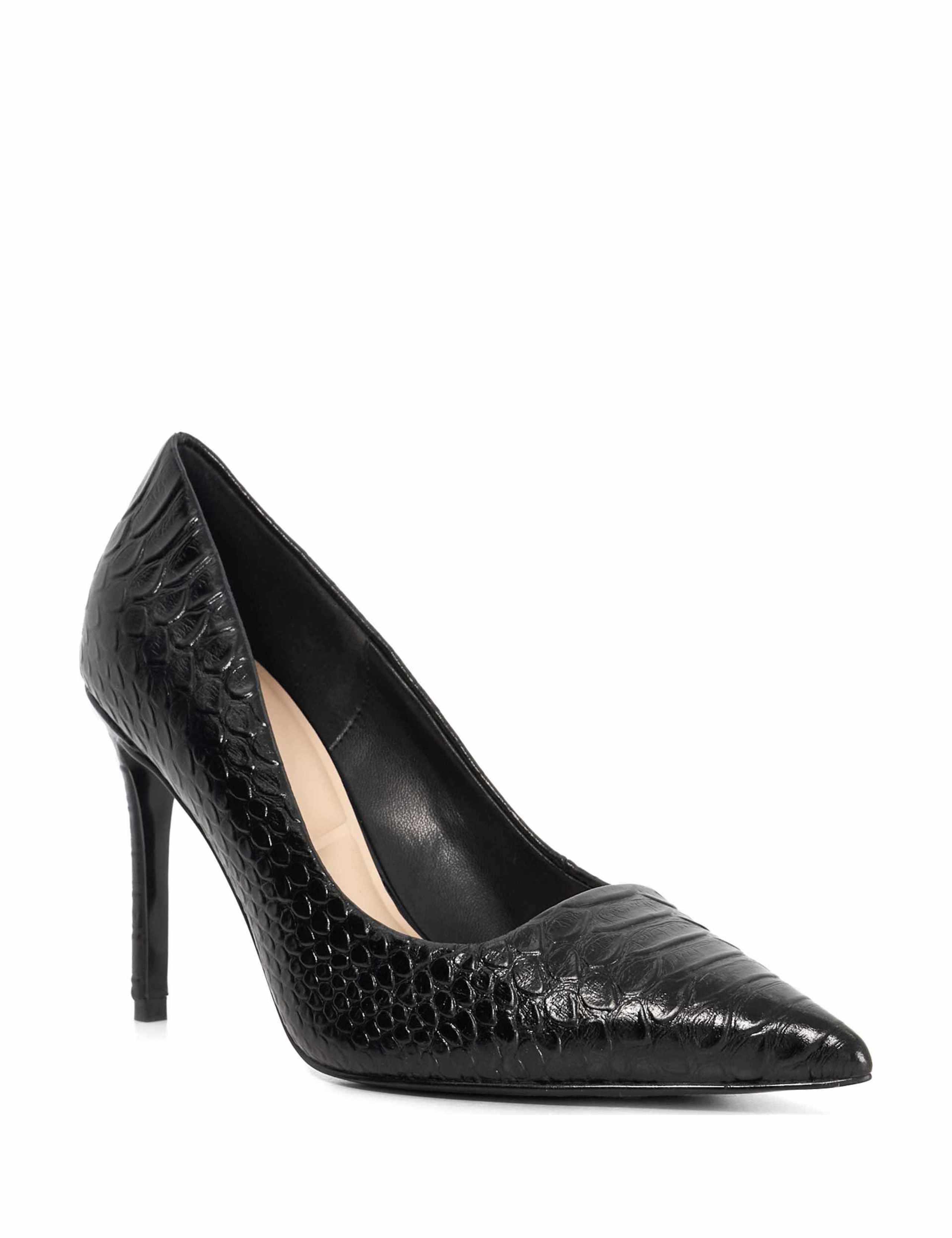 Leather Croc Stiletto Heel Court Shoes 2 of 5