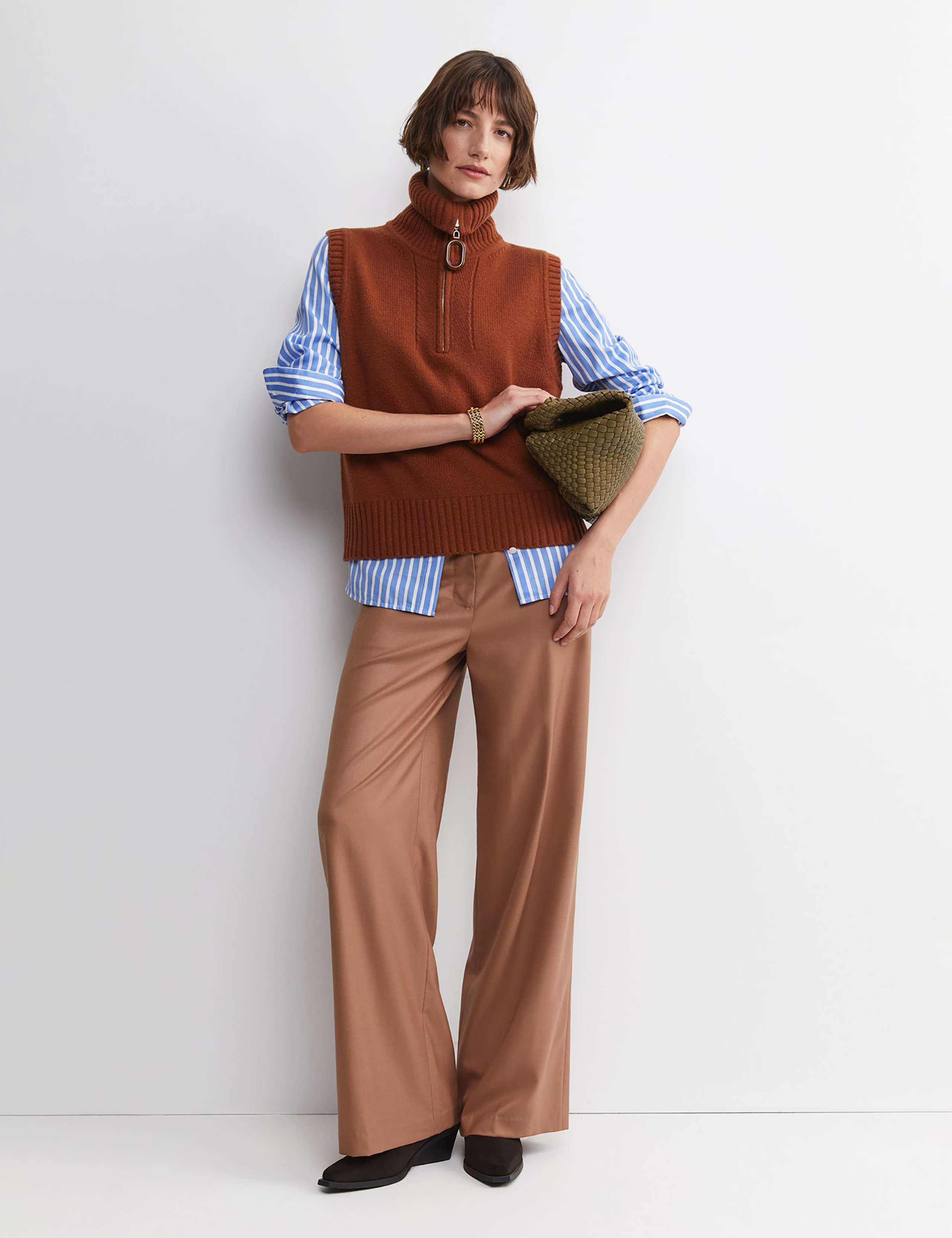 Pure Wool Collared Half Zip Knitted Vest 6 of 6