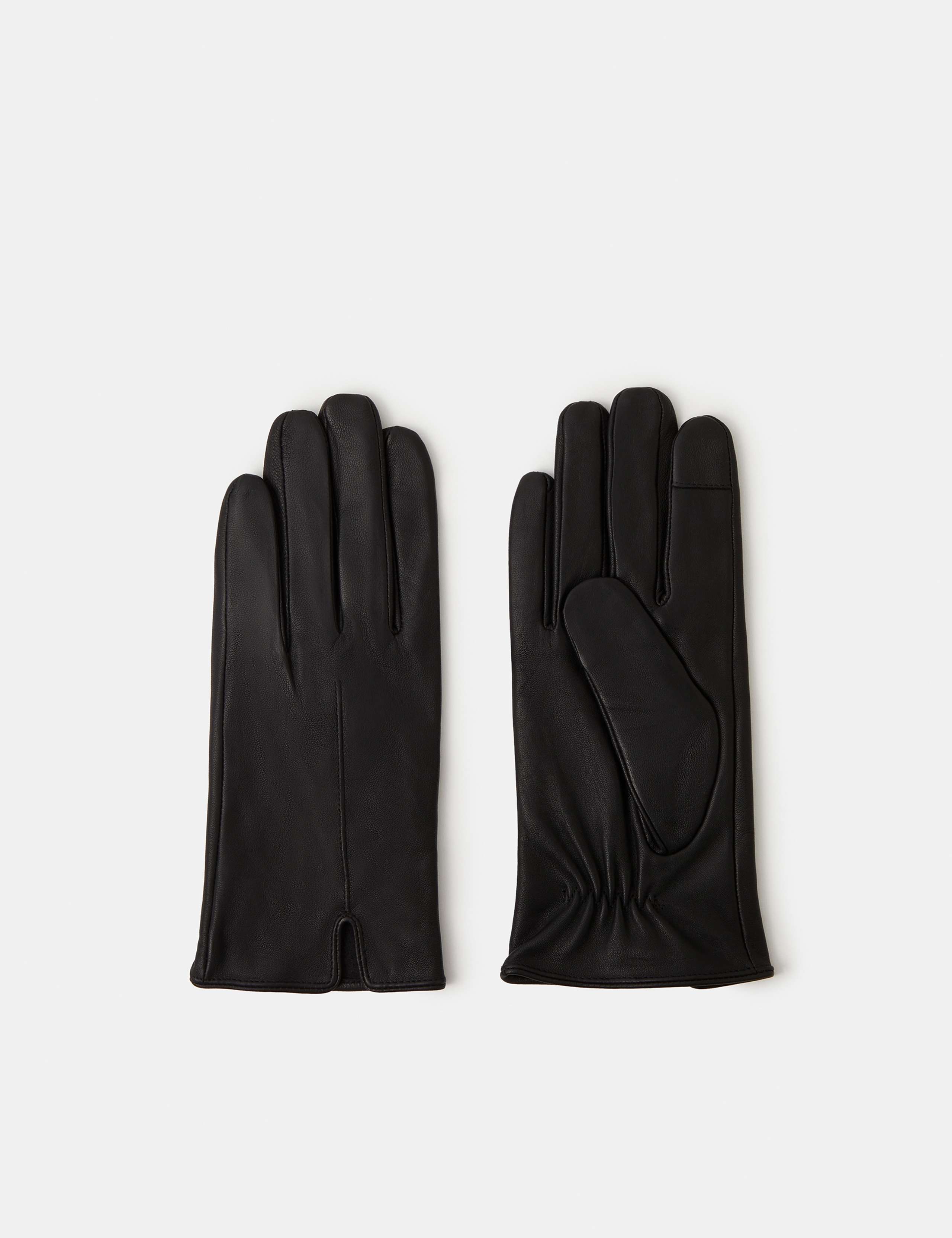 Leather Faux Fur Lined Touchscreen Gloves 1 of 3