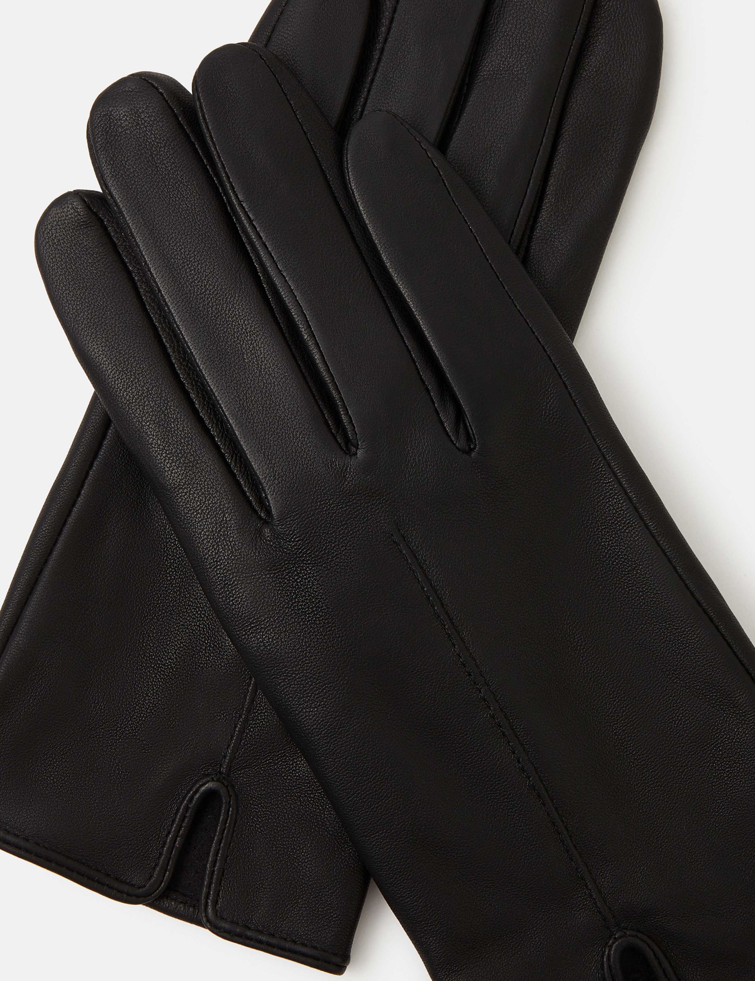 Leather Faux Fur Lined Touchscreen Gloves 2 of 3