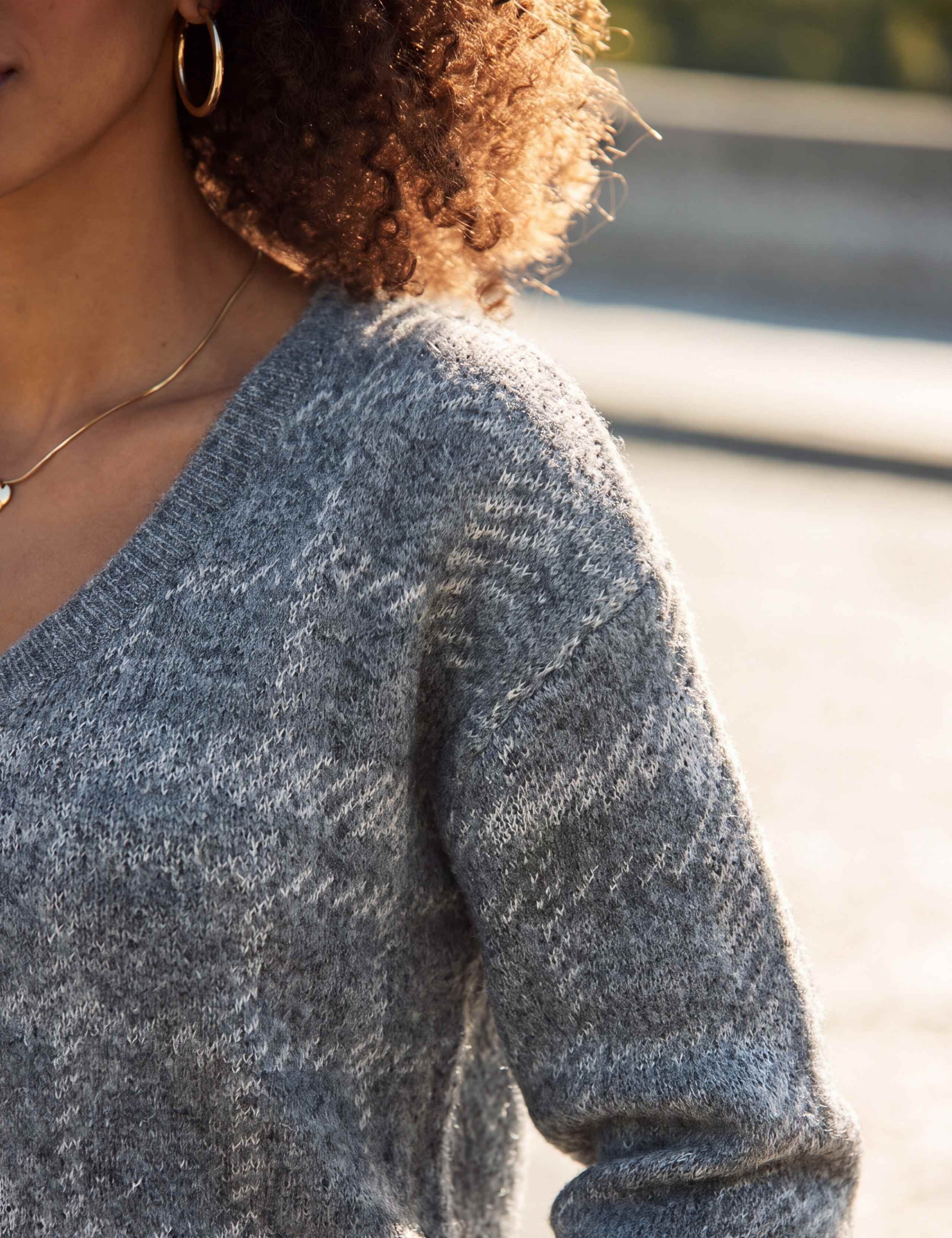 Checked Metallic V Neck Jumper 4 of 6