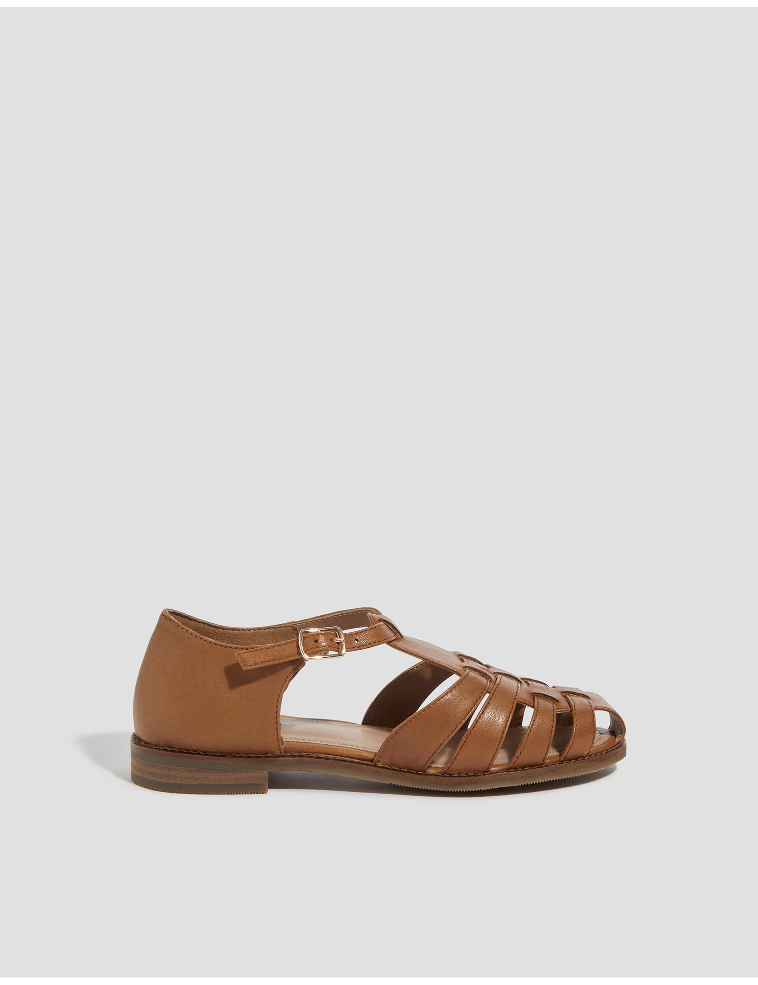 Leather Buckle Flat Gladiator Sandals 1 of 3