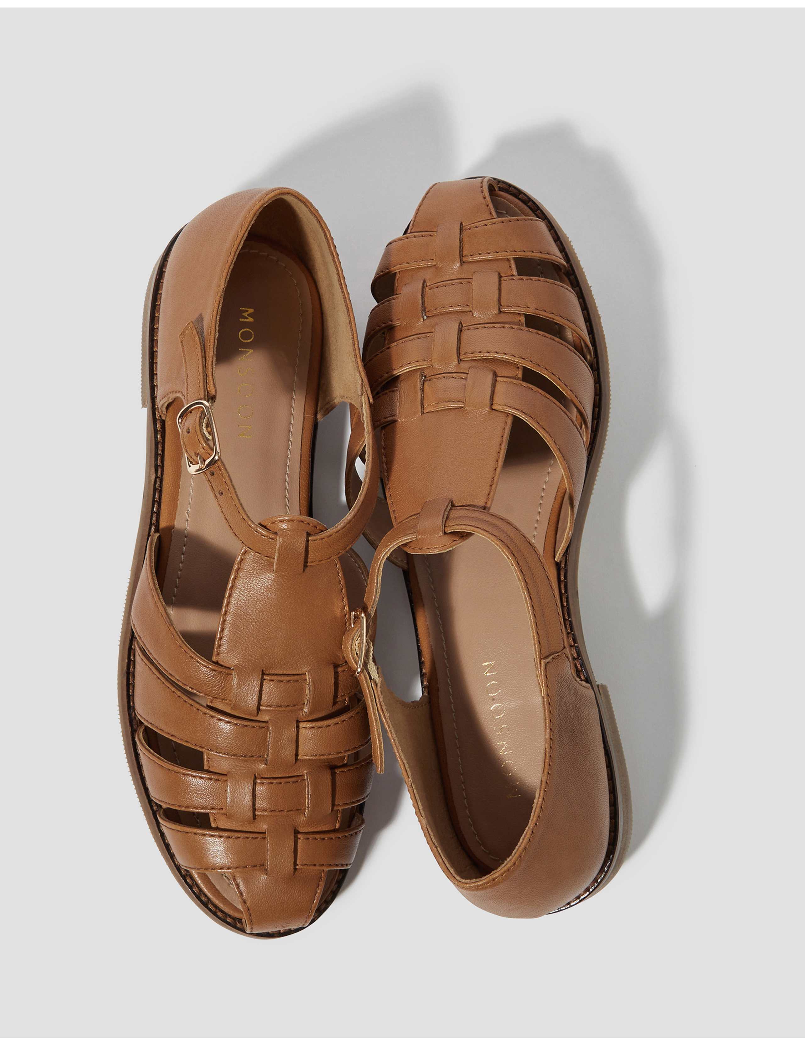 Leather Buckle Flat Gladiator Sandals 2 of 3