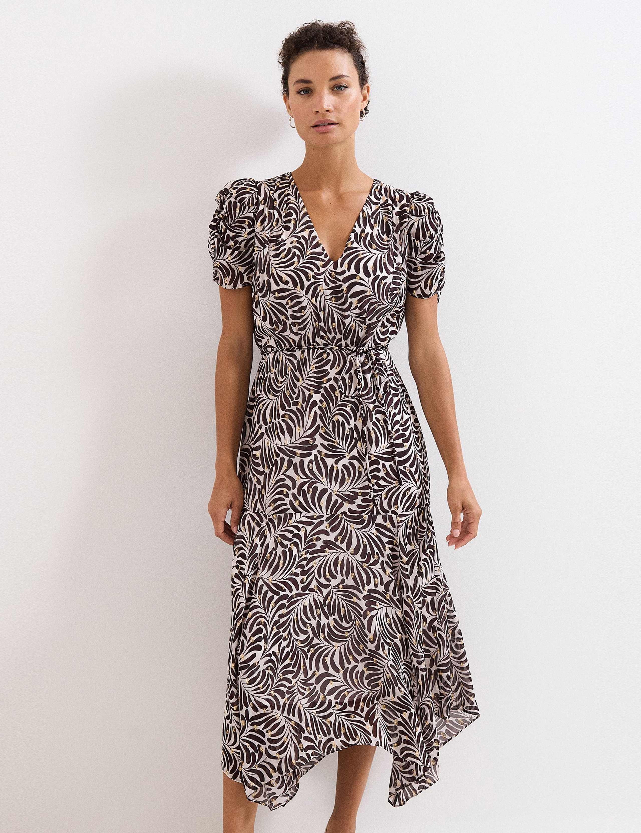 Printed V-Neck Midaxi Waisted Dress 1 of 8
