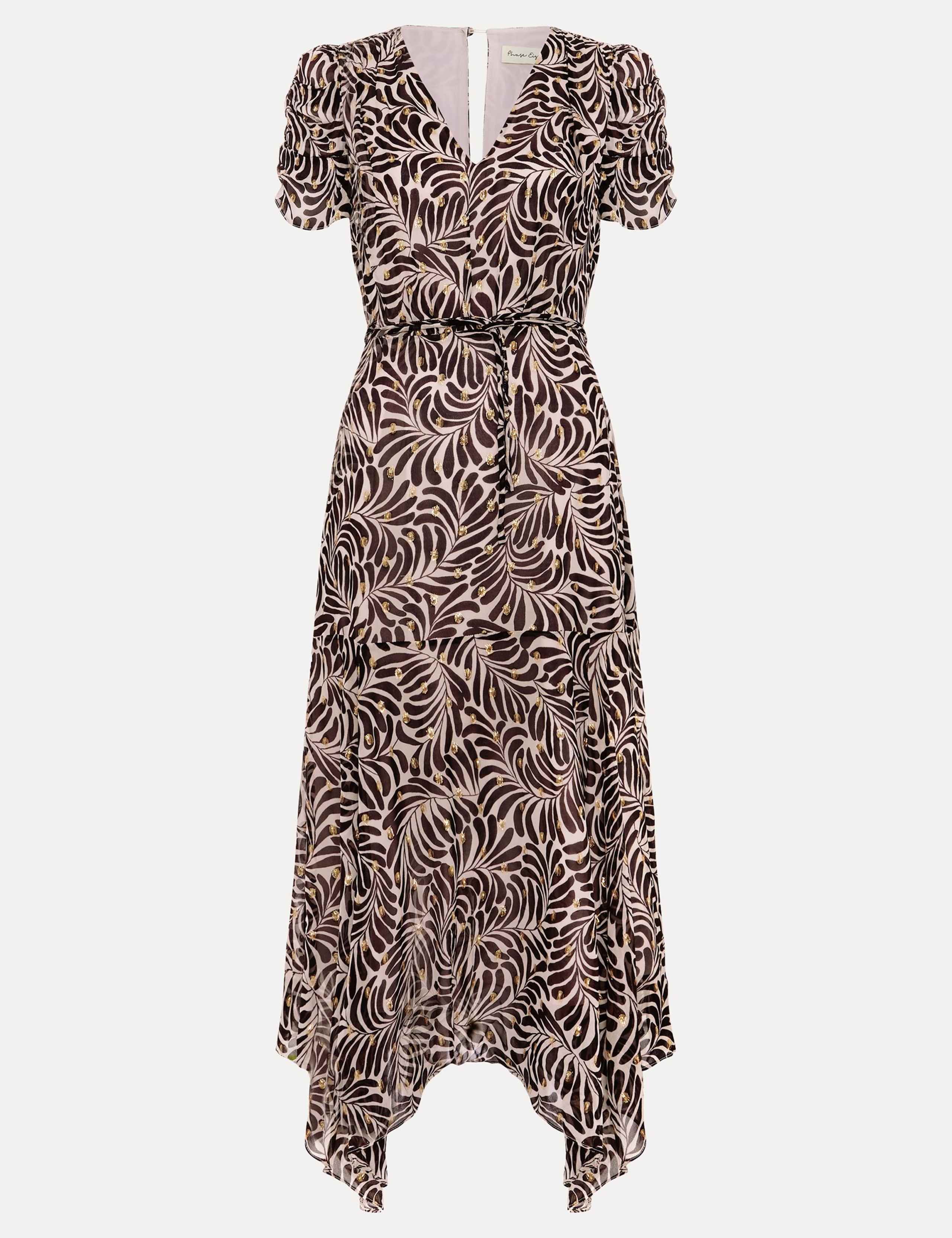 Printed V-Neck Midaxi Waisted Dress 2 of 8