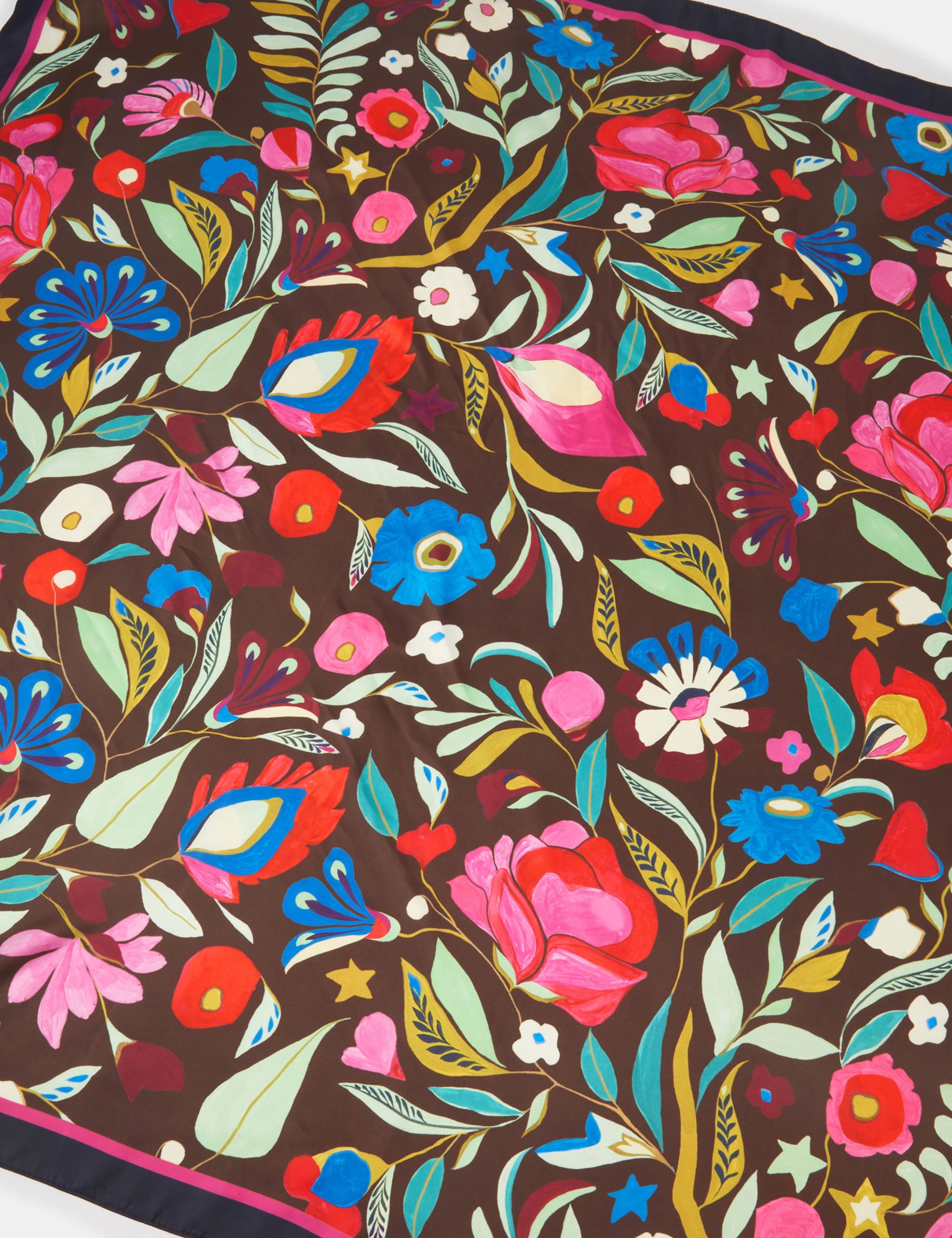 Satin Floral Print Square Scarf 3 of 3