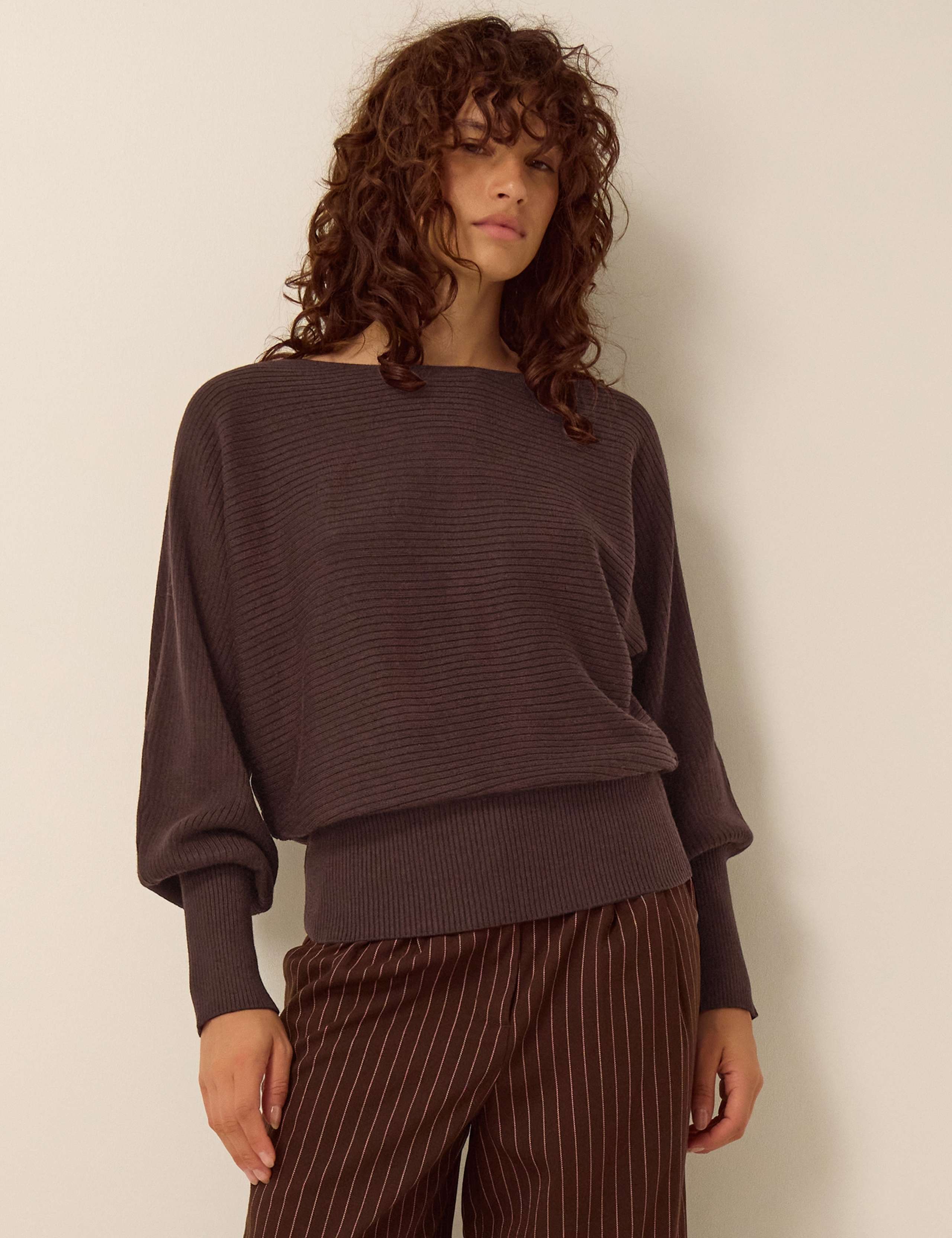 Textured Slash Neck Jumper with Wool 1 of 4