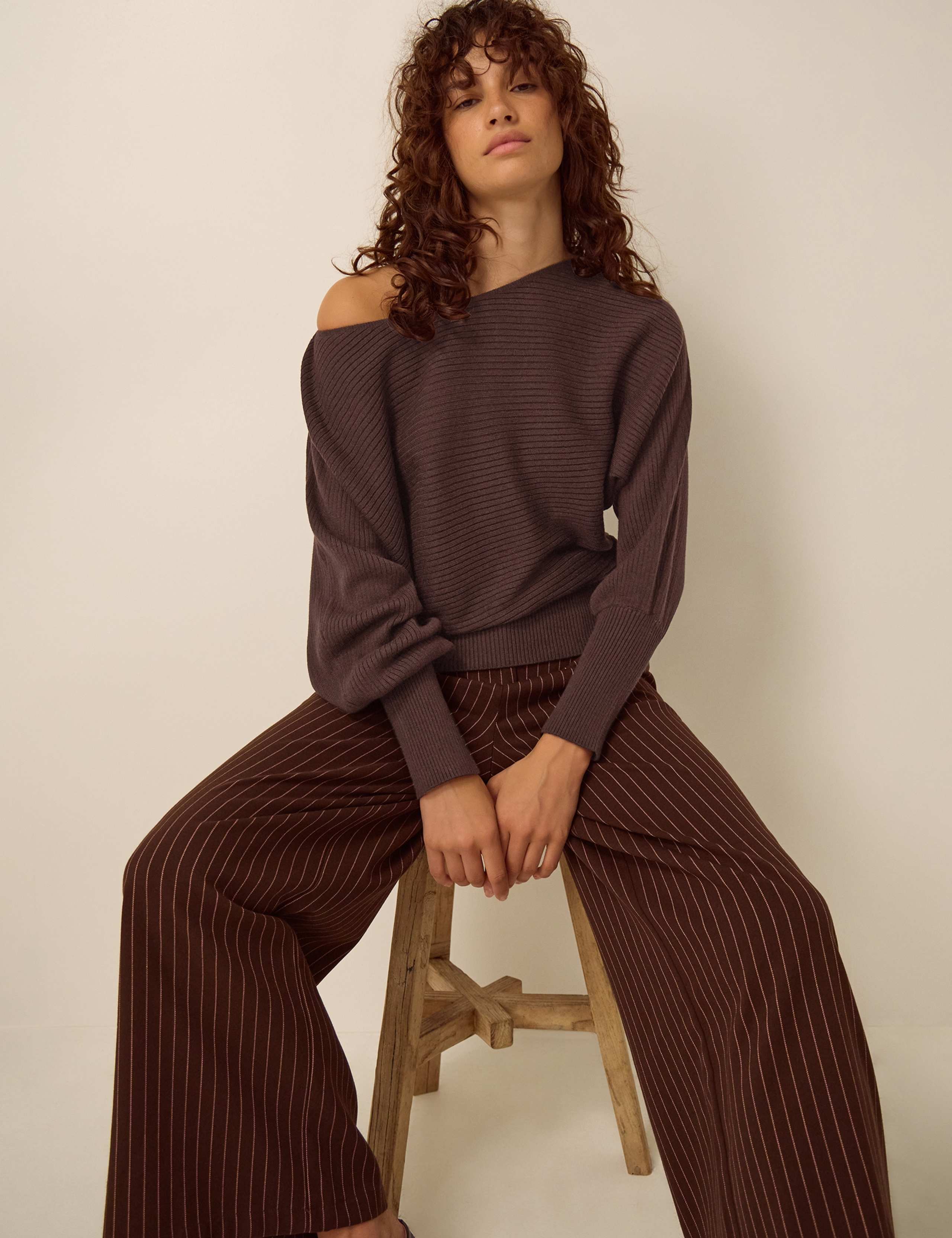 Textured Slash Neck Jumper with Wool 2 of 4