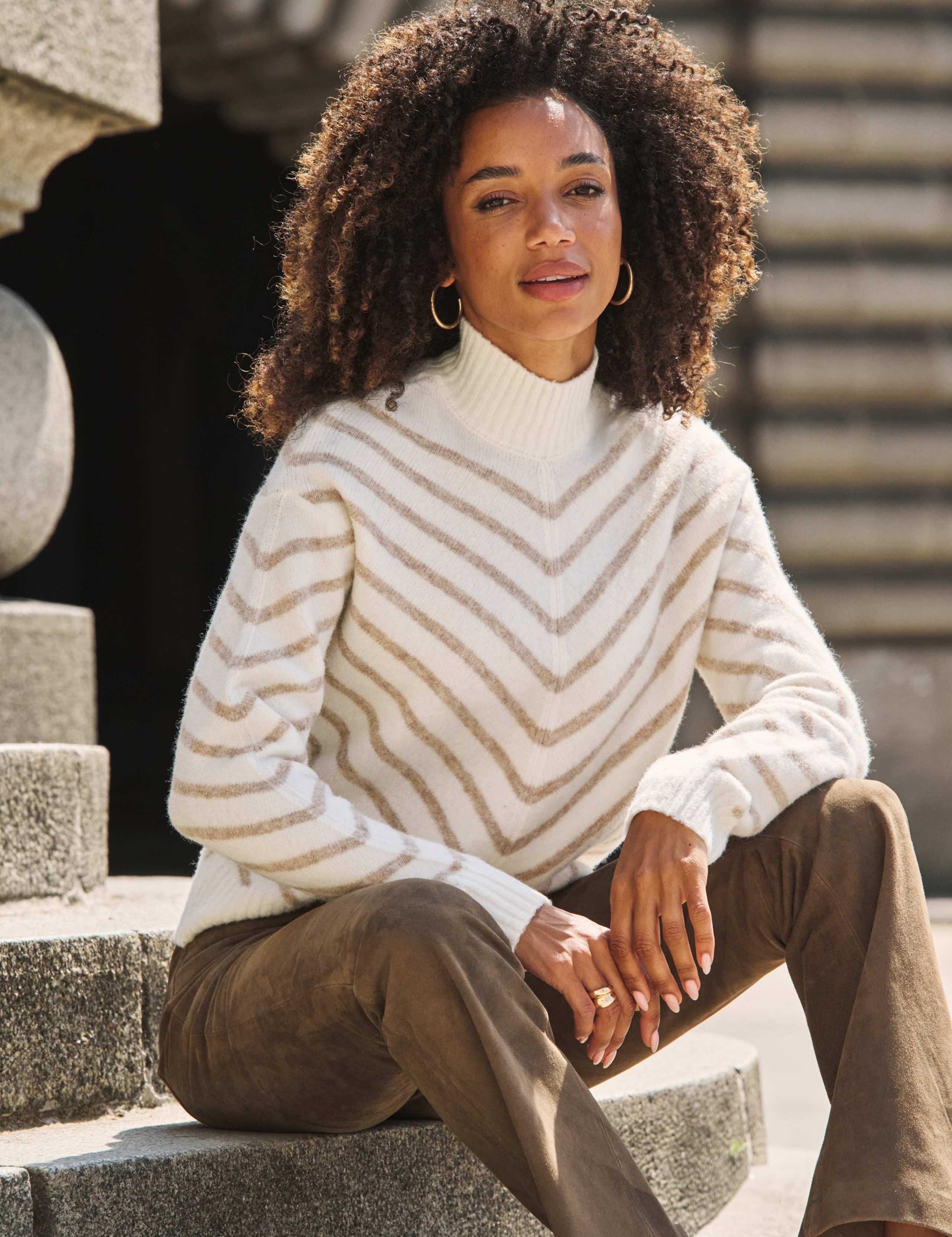 Striped Roll Neck Relaxed Jumper 1 of 6