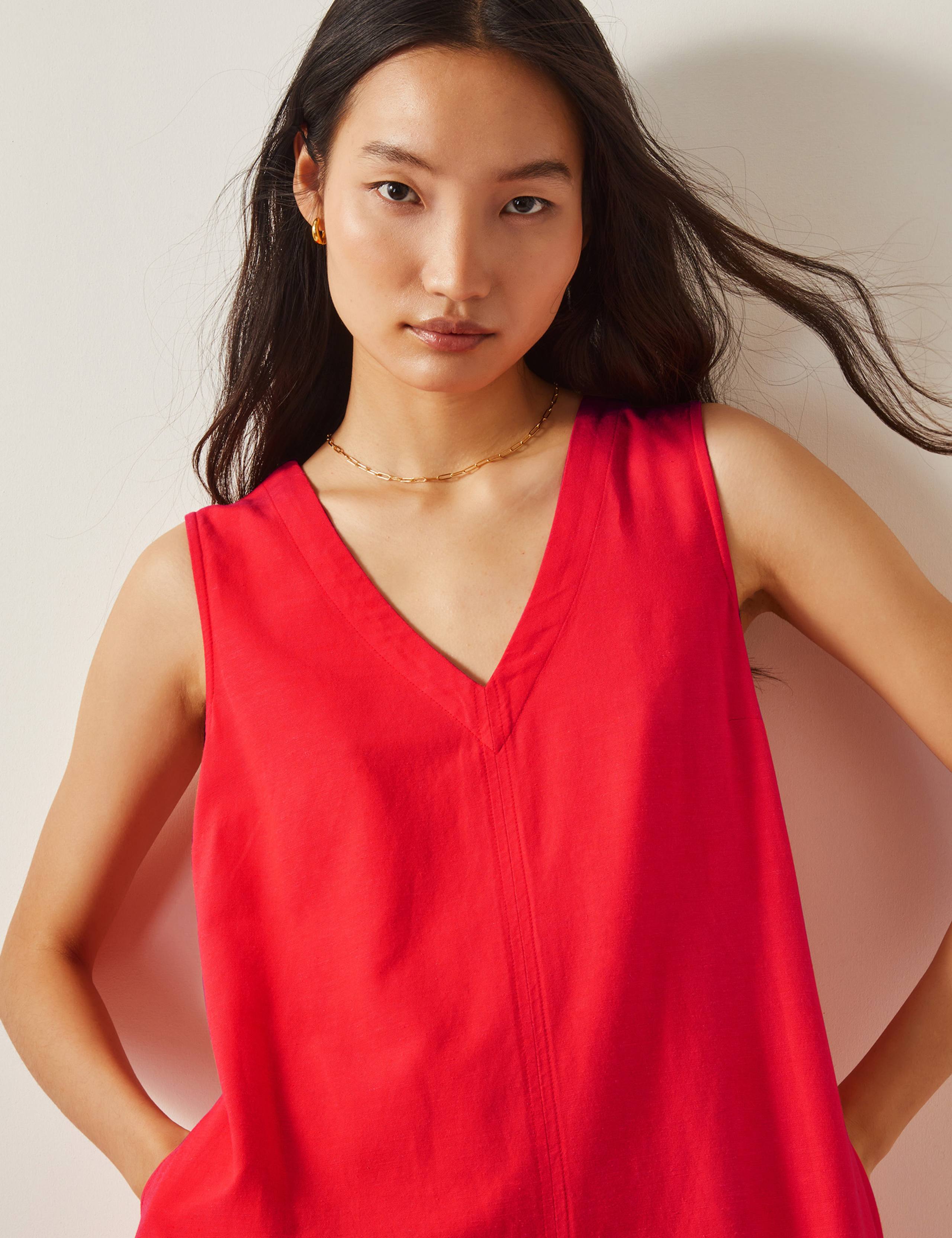 Cotton Rich V-Neck Midi A-Line Shift Dress 3 of 5