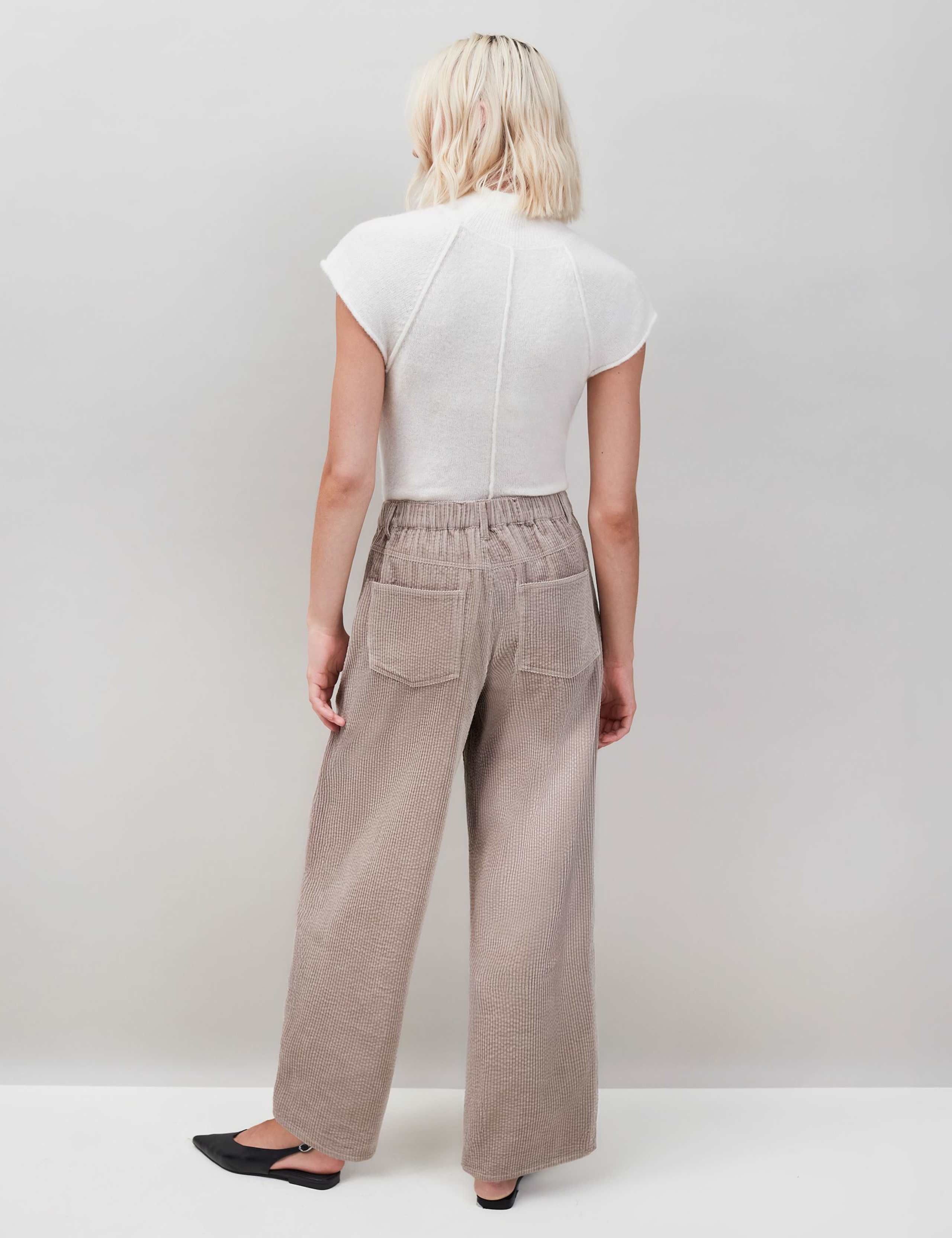 Cord Textured Drawstring Wide Leg Trousers 2 of 3