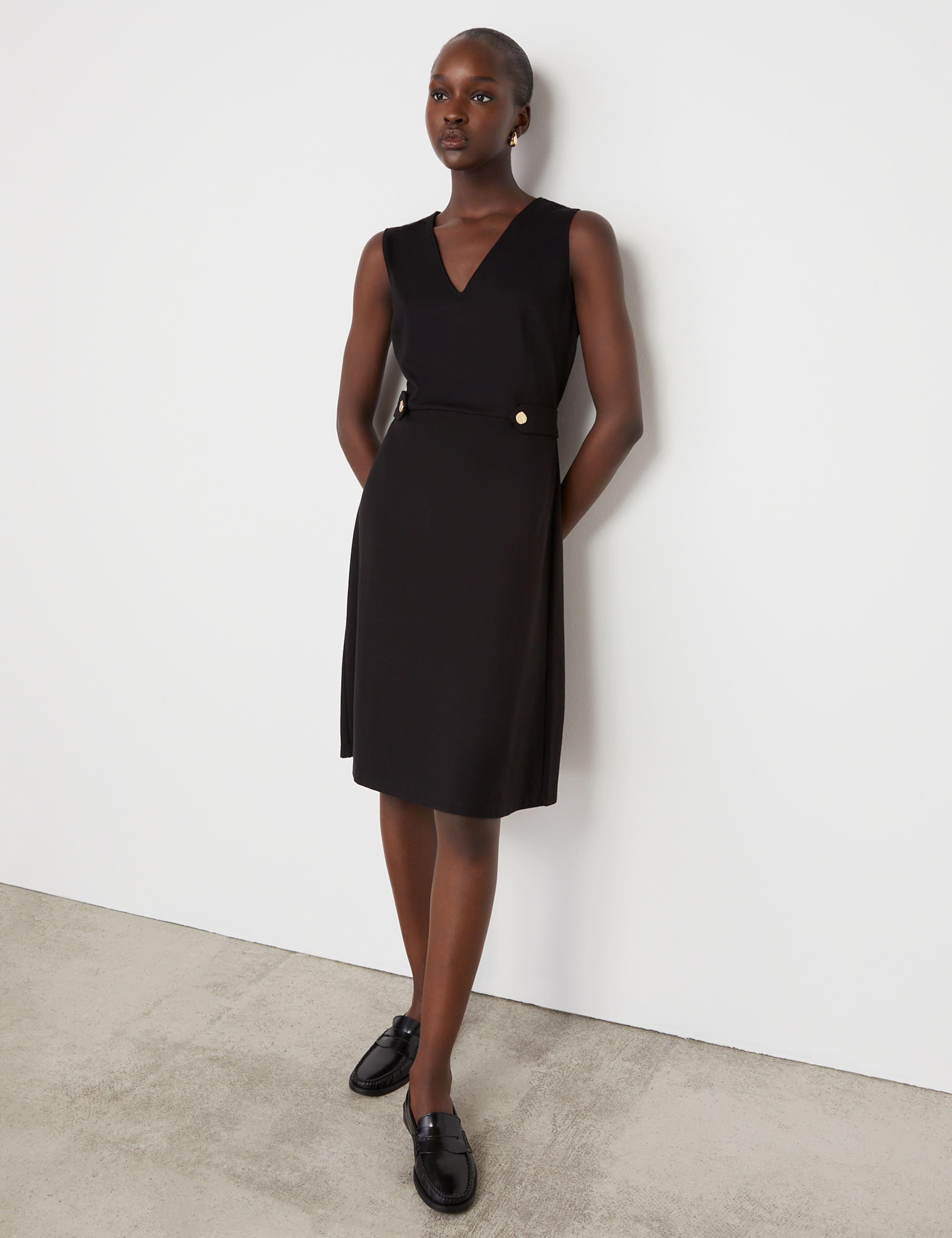 Ponte Jersey Pinafore Knee Length Dress 3 of 5
