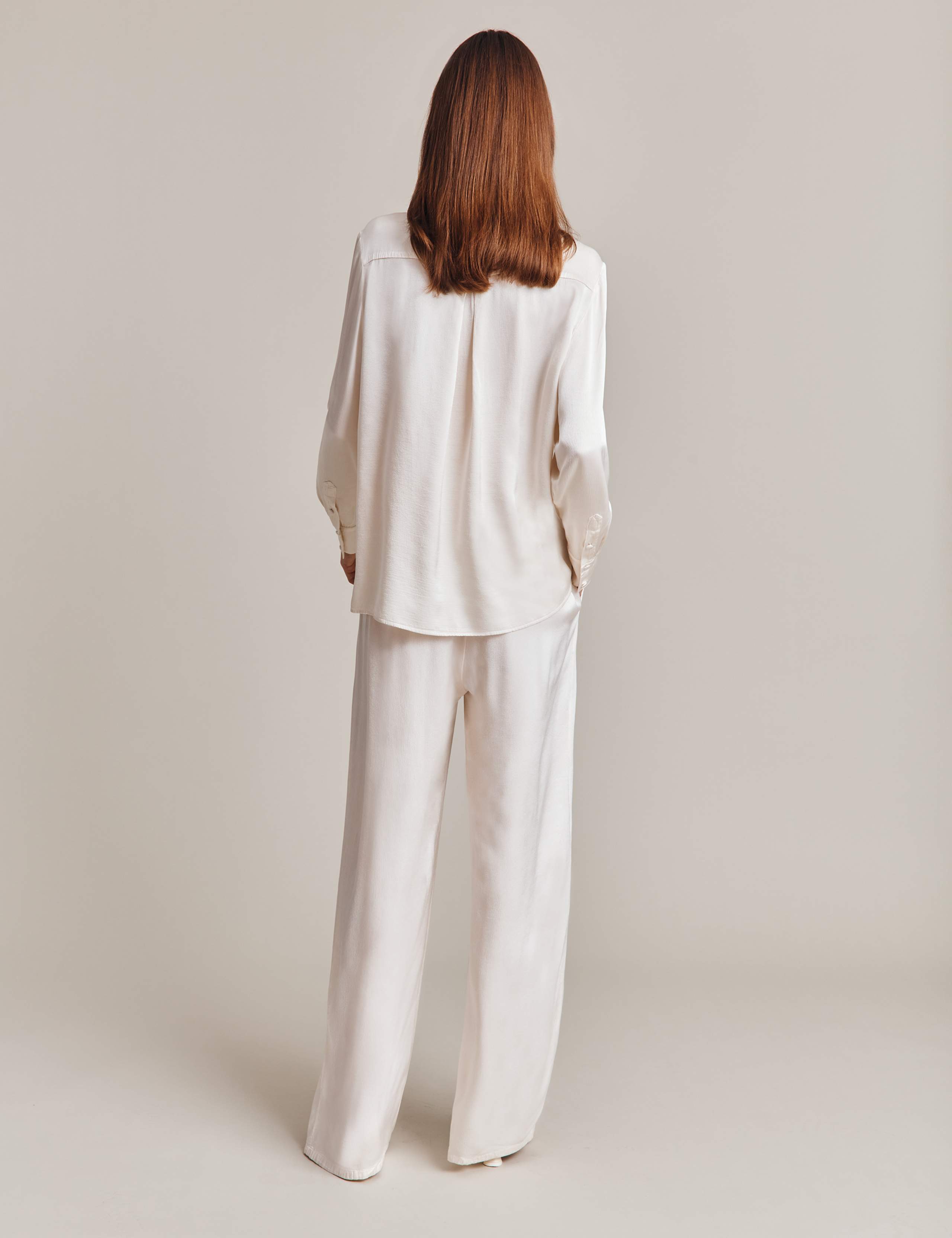 Satin Drawstring Wide Leg Trousers 3 of 5