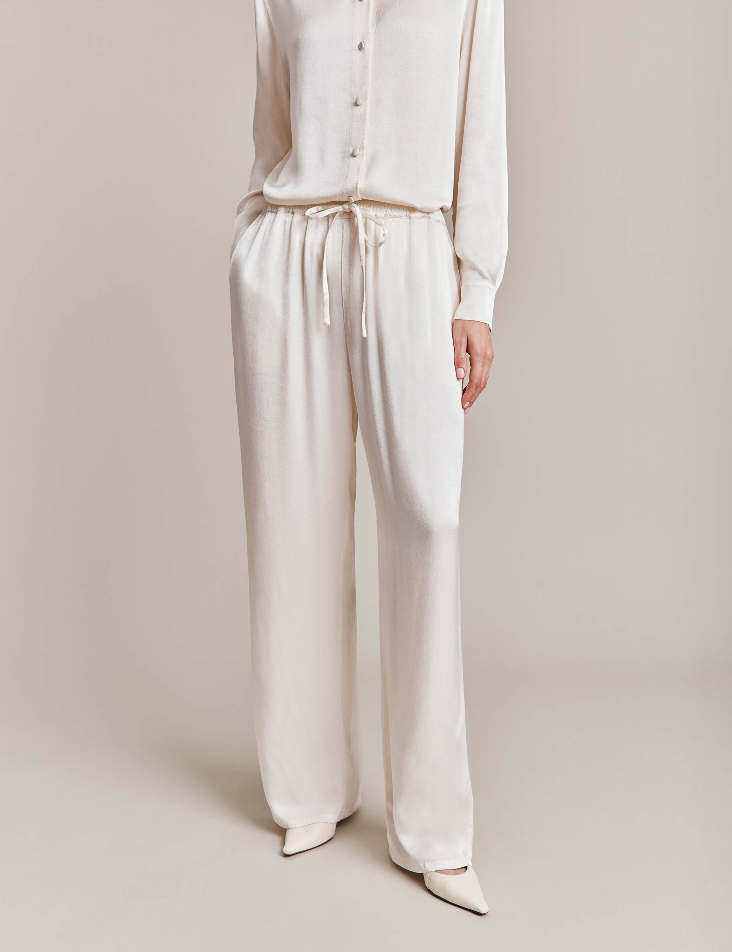 Satin Drawstring Wide Leg Trousers 4 of 5
